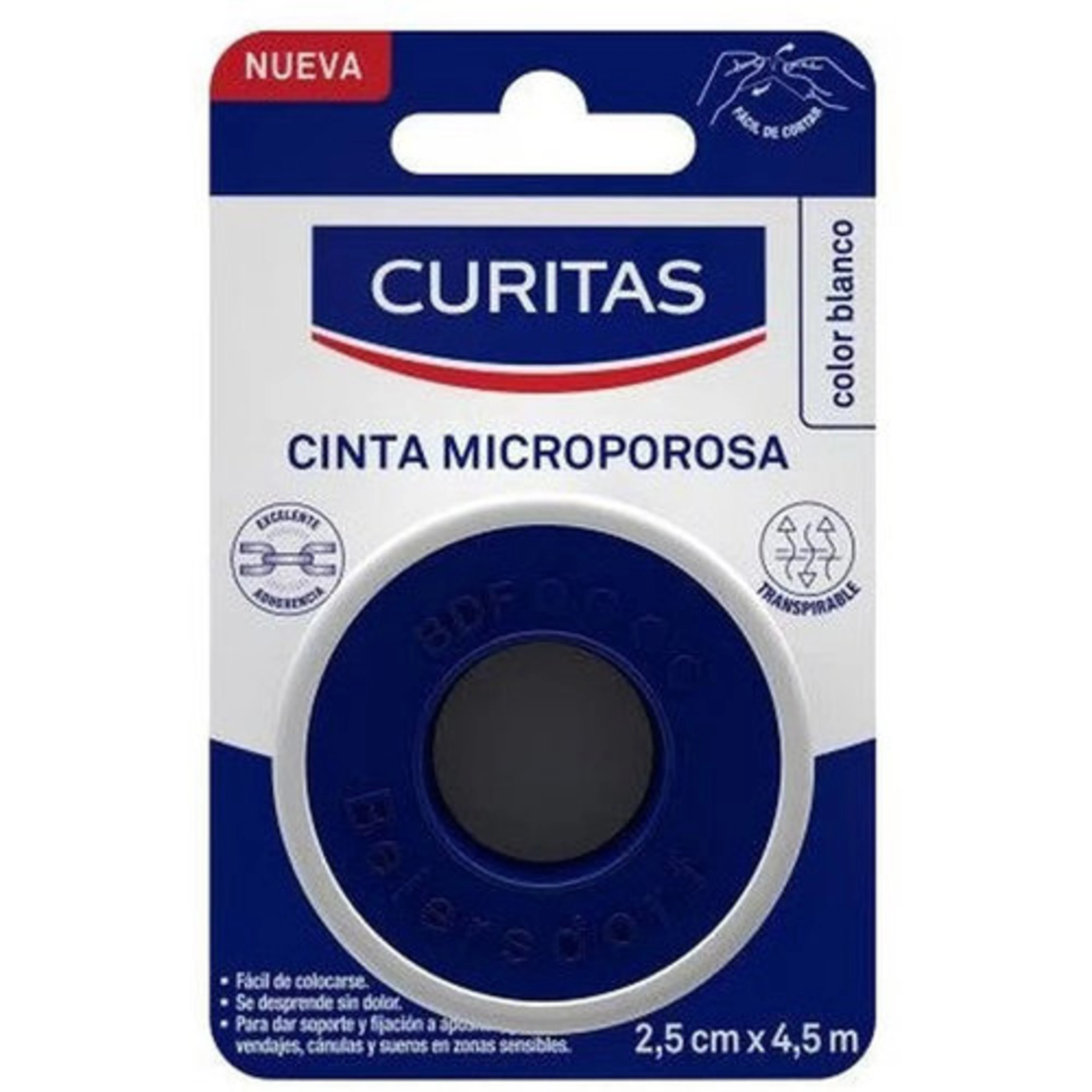 Curitas Cinta Microporosa Color Blanco 2.5 X 4.5 M