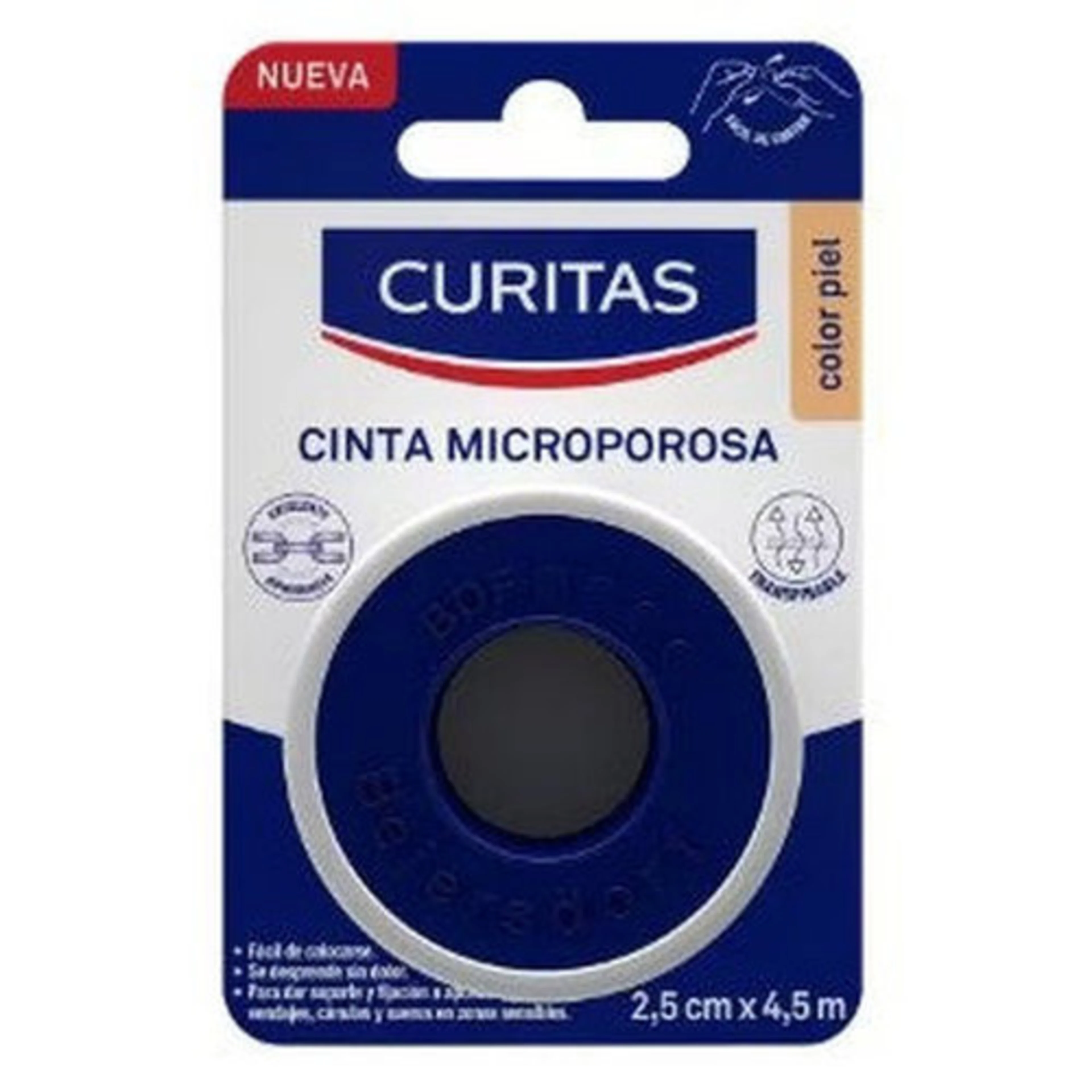 Curitas Cinta Microporosa Color Piel 2.5 X 4.5 M