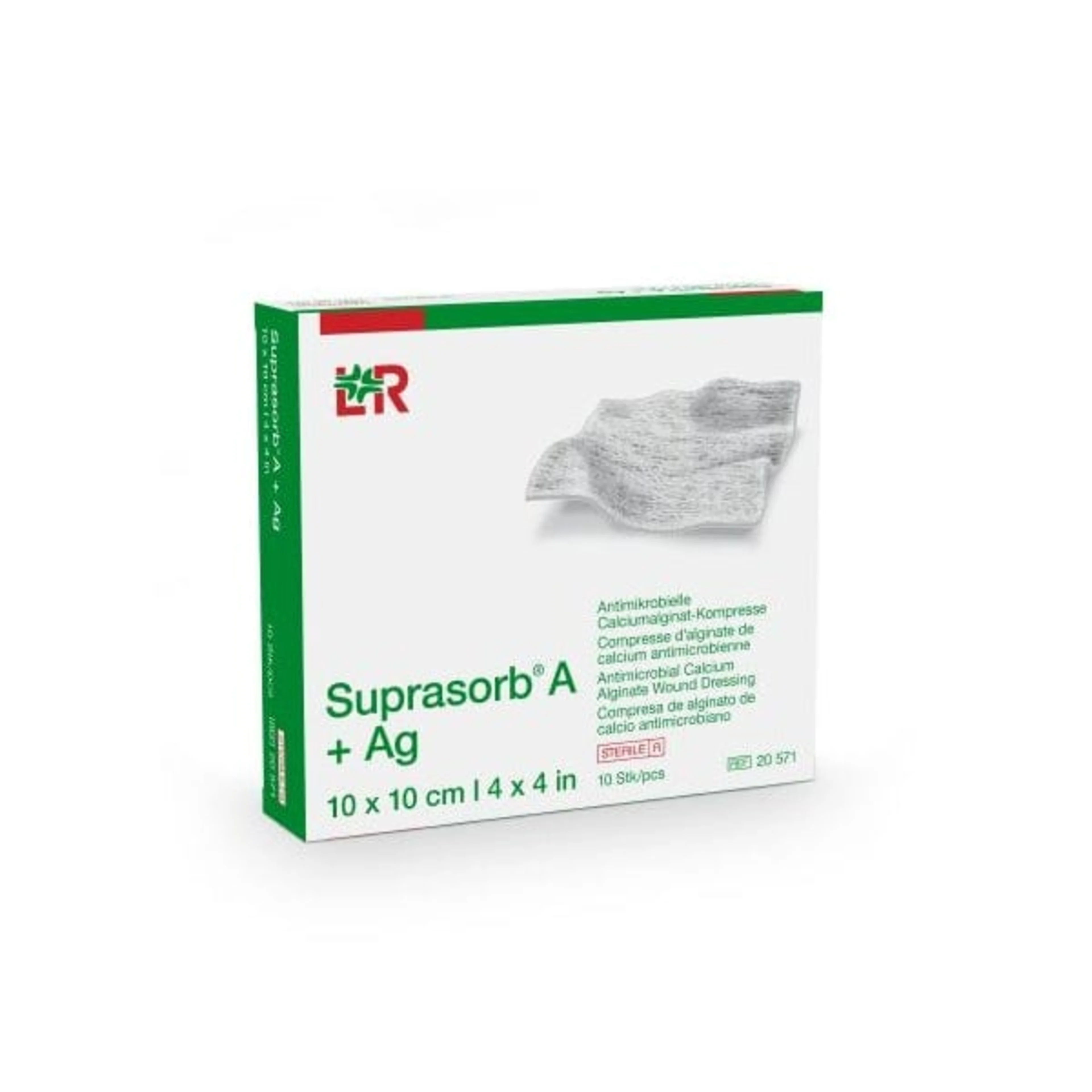 Suprasorb A + Ag Apósito Antimicrobiano De 10X10Cm Con 10 Piezas