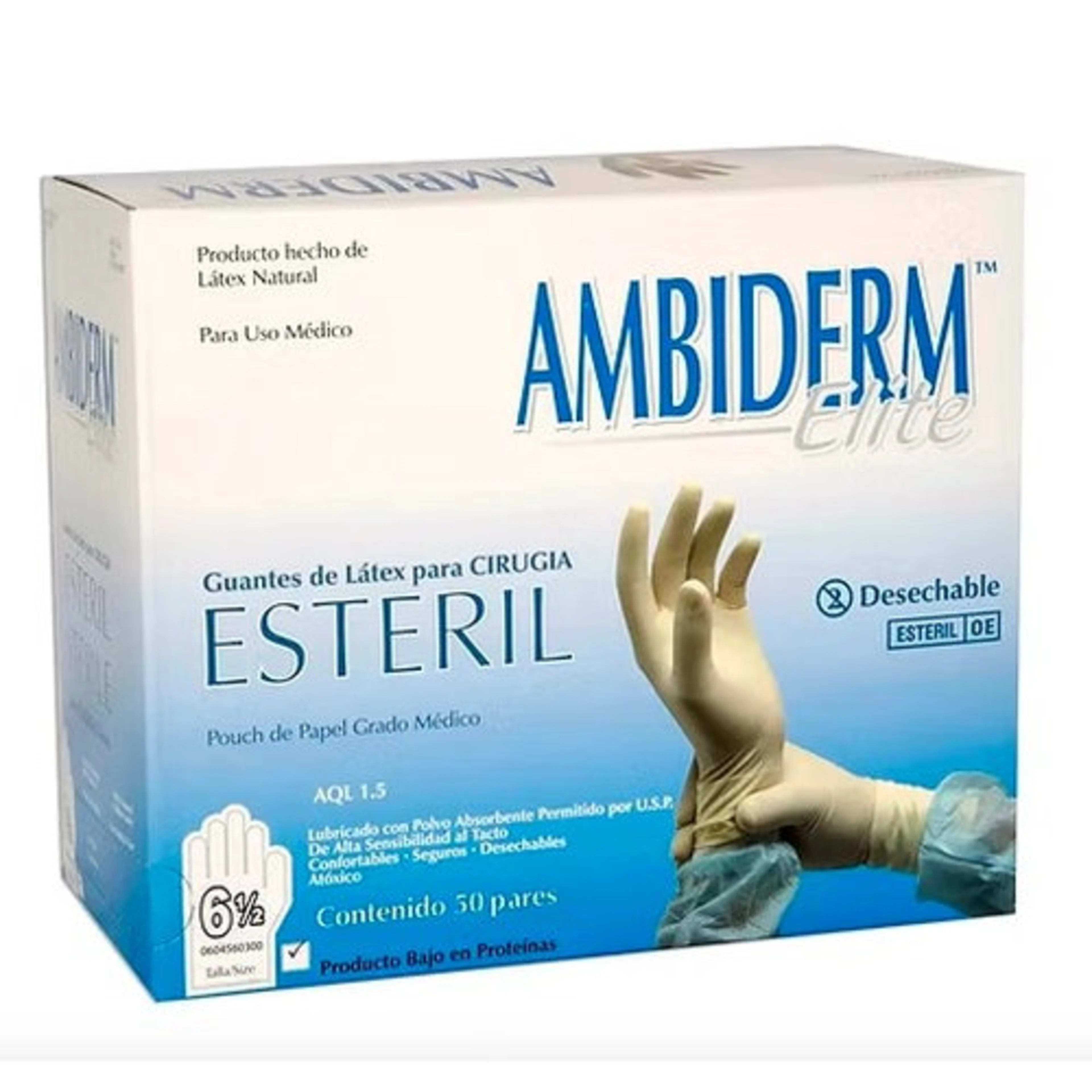 Guante Cirujano Latex 6.5 Caja Con 50 Piezas