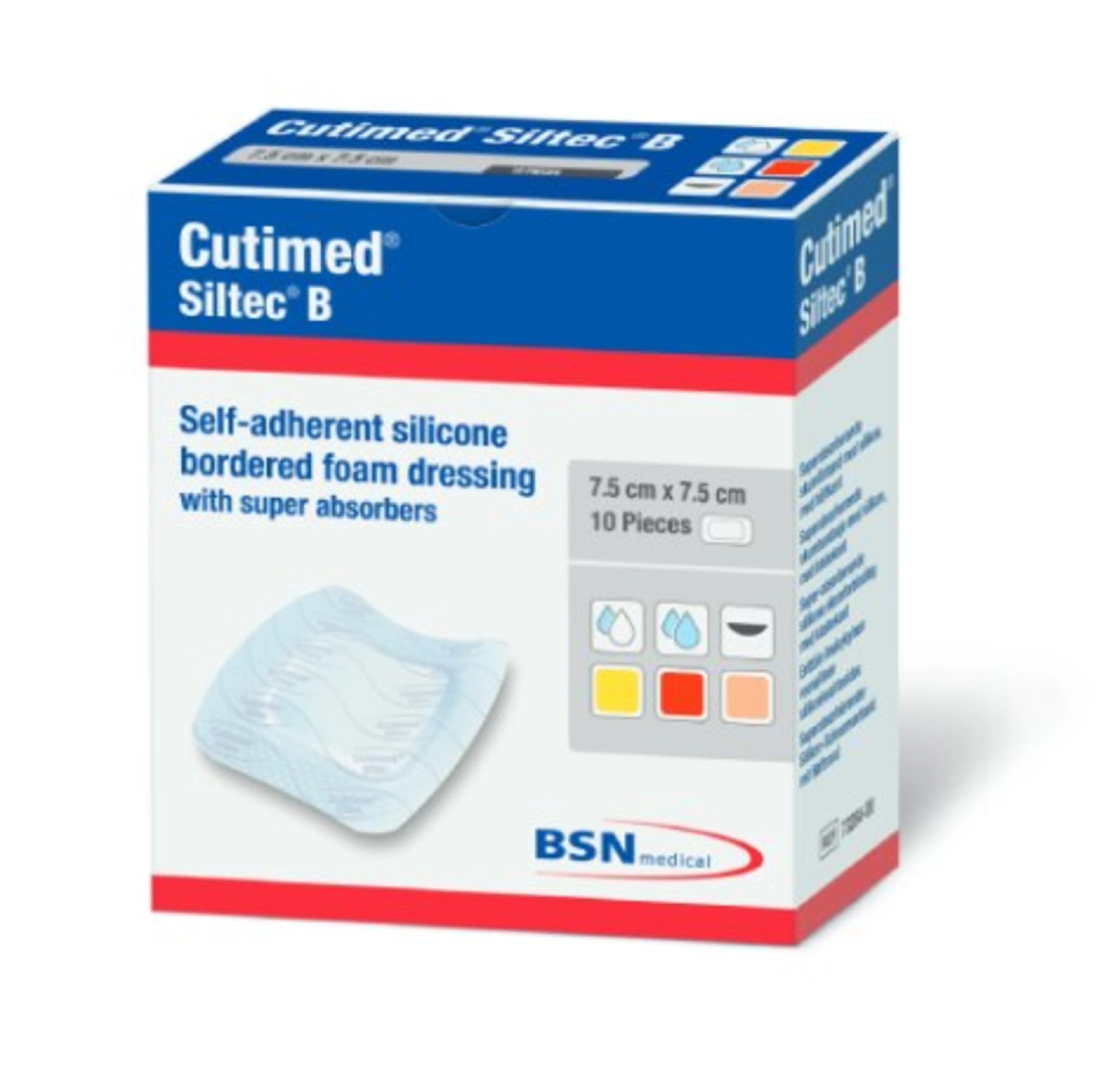 Cutimed Siltec B Apósitos De Silicona De 7.5×7.5Cm Con 10 Piezas
