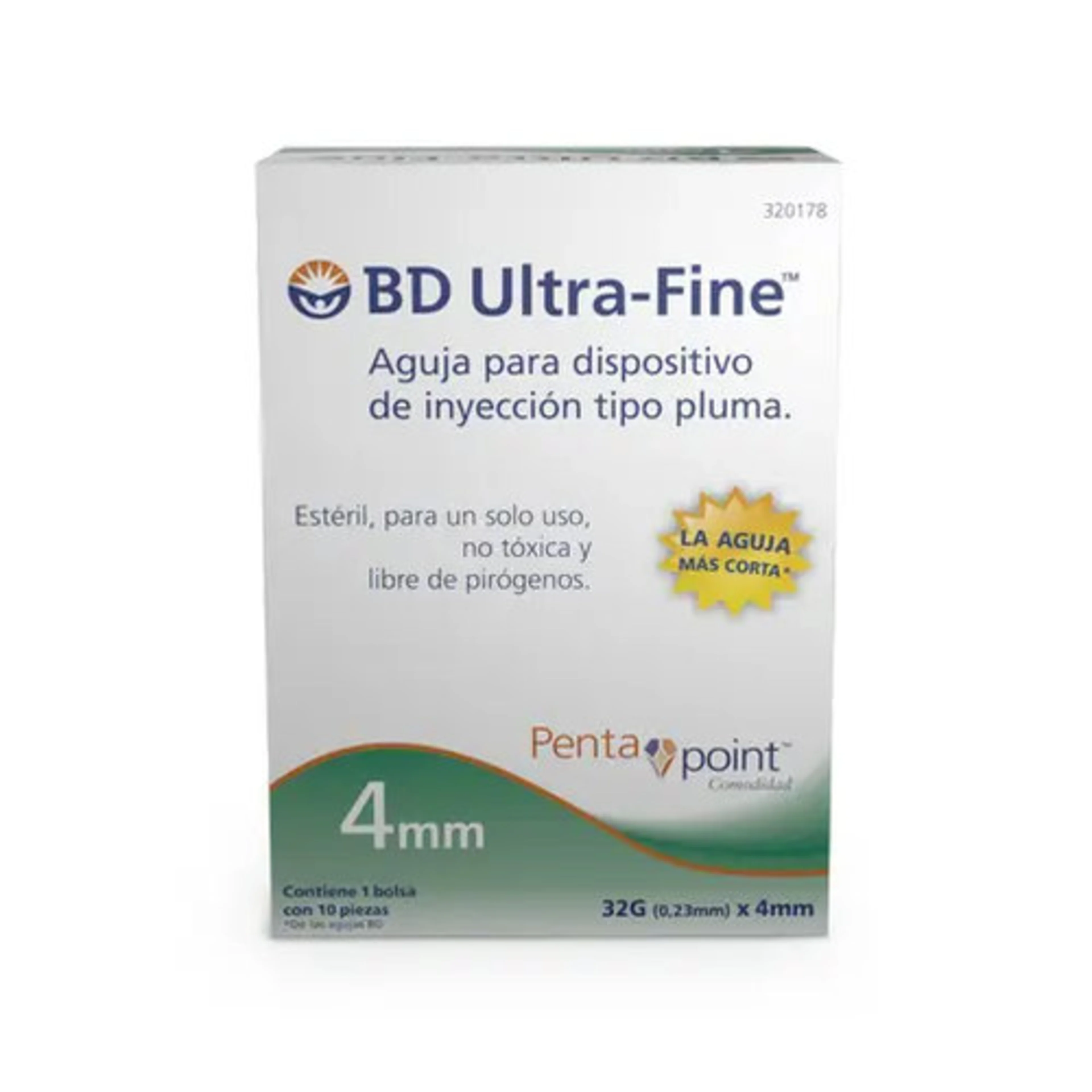 Aguja Para Insulina 4Mm Con 10 Piezas