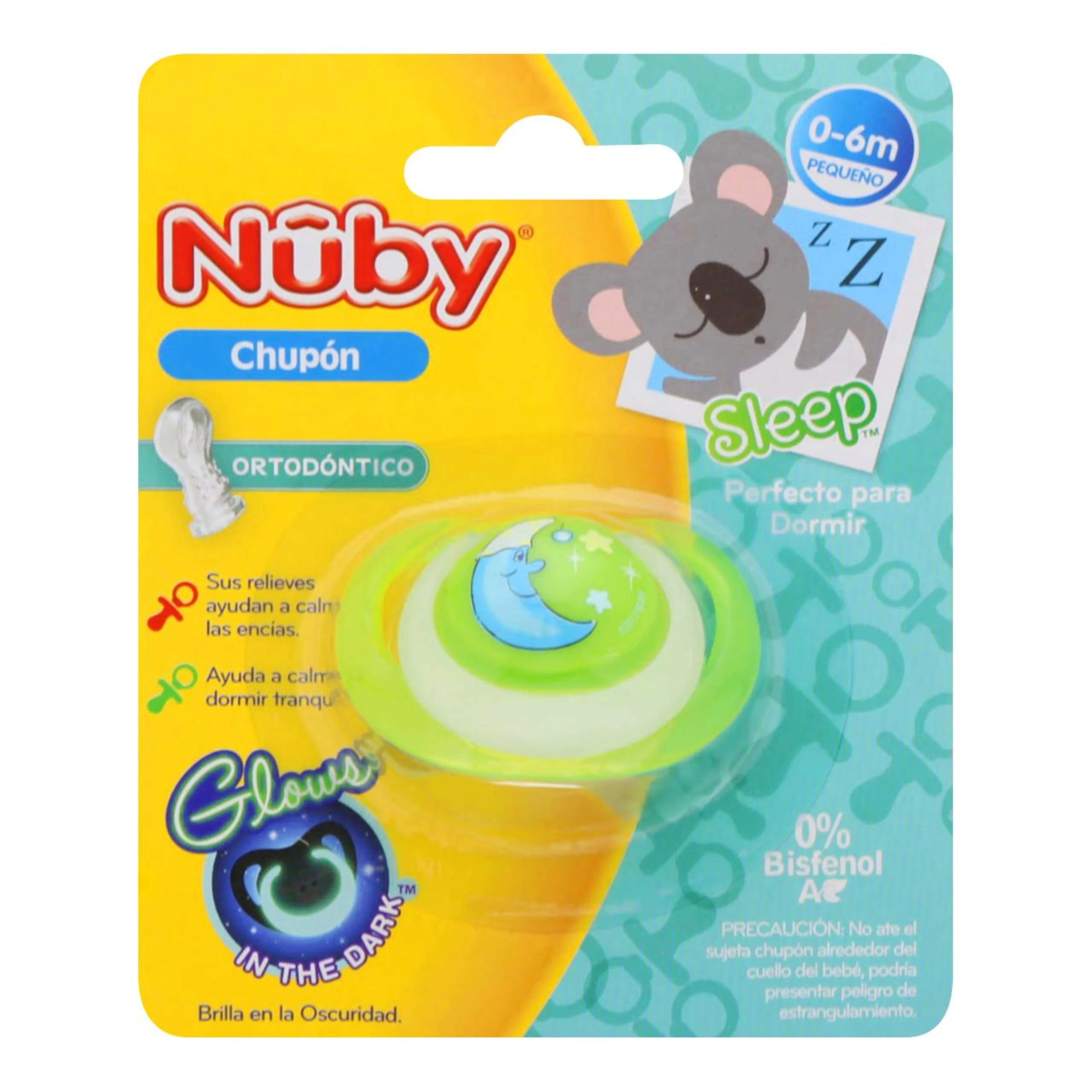 Nuby Sleep Chupón Para Bebé Ortodóntico De 0-6 Meses Con 1 Pieza
