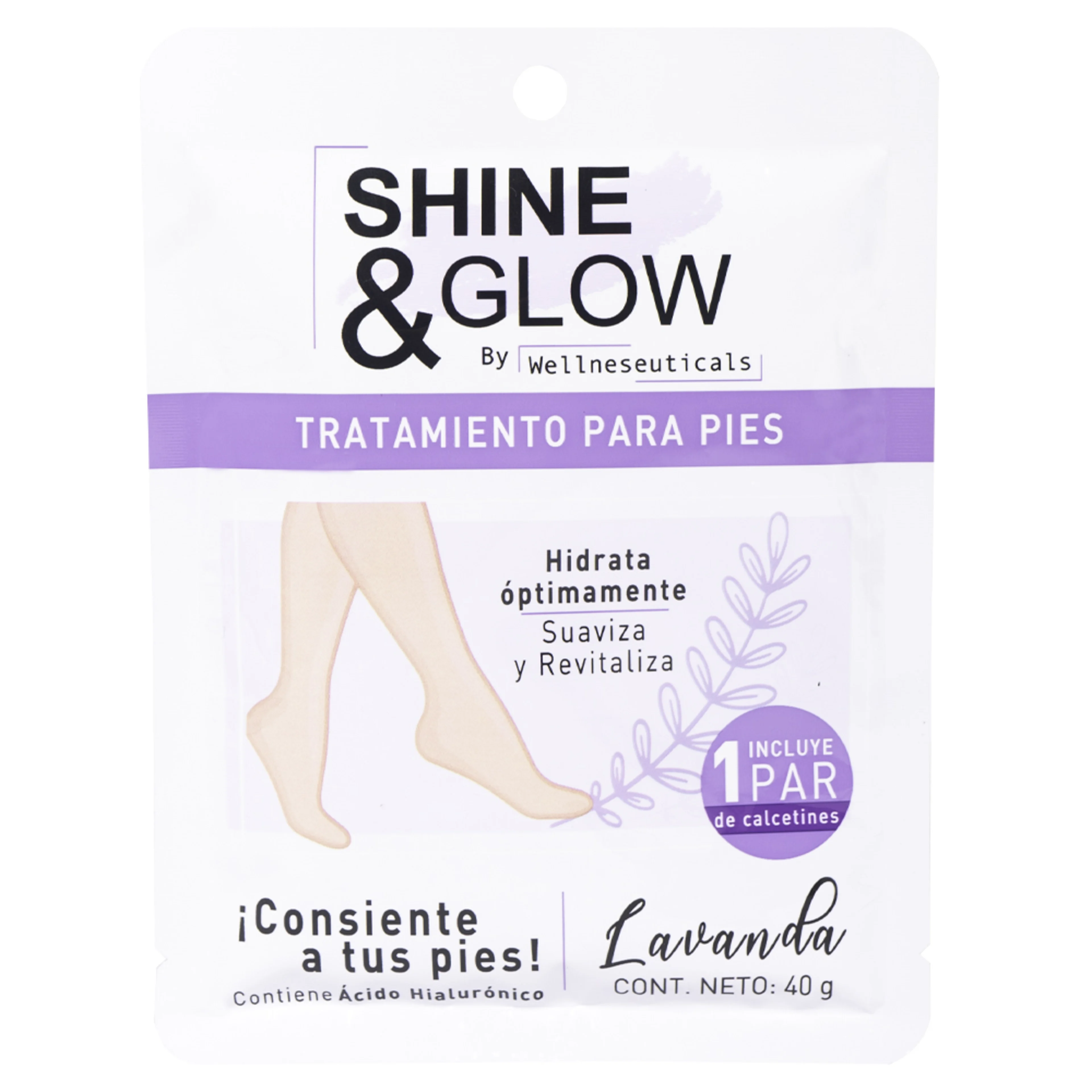 Shine&amp;Amp;Glow Tratamiento Para Pies Aroma Lavanda Calcetines 1 Par
