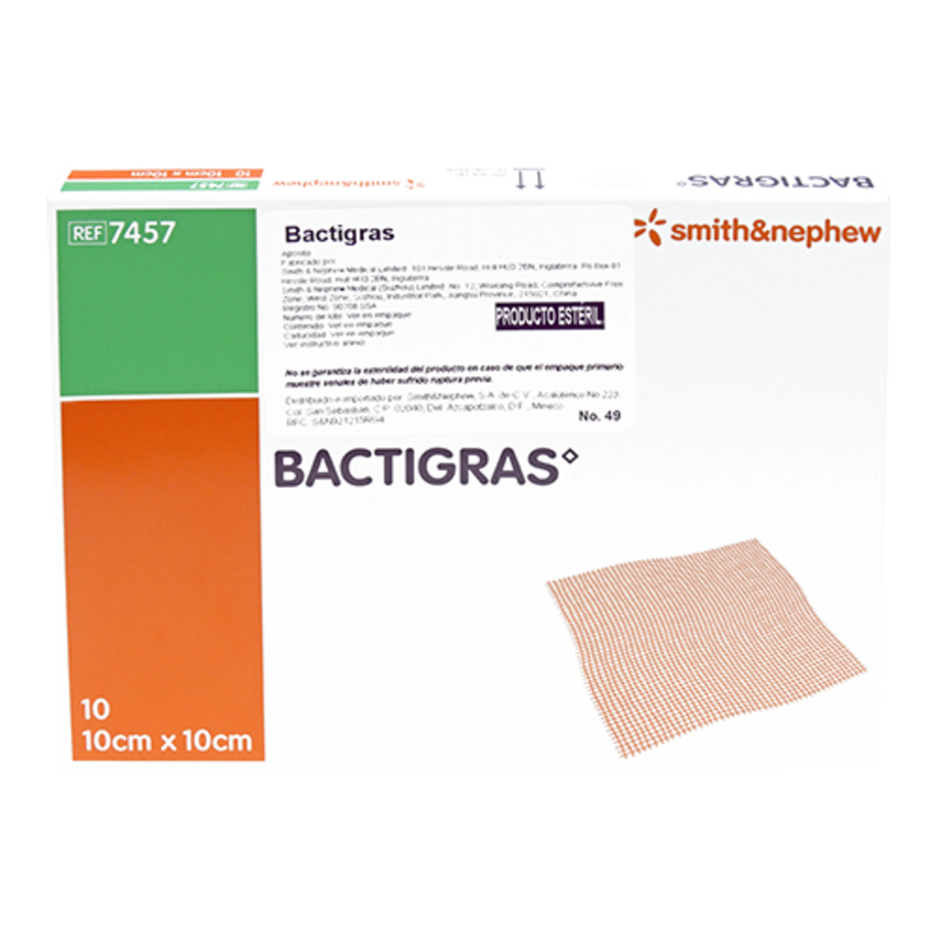 Bactigras Apósito Estéril De 10X10Cm Con 10 Piezas
