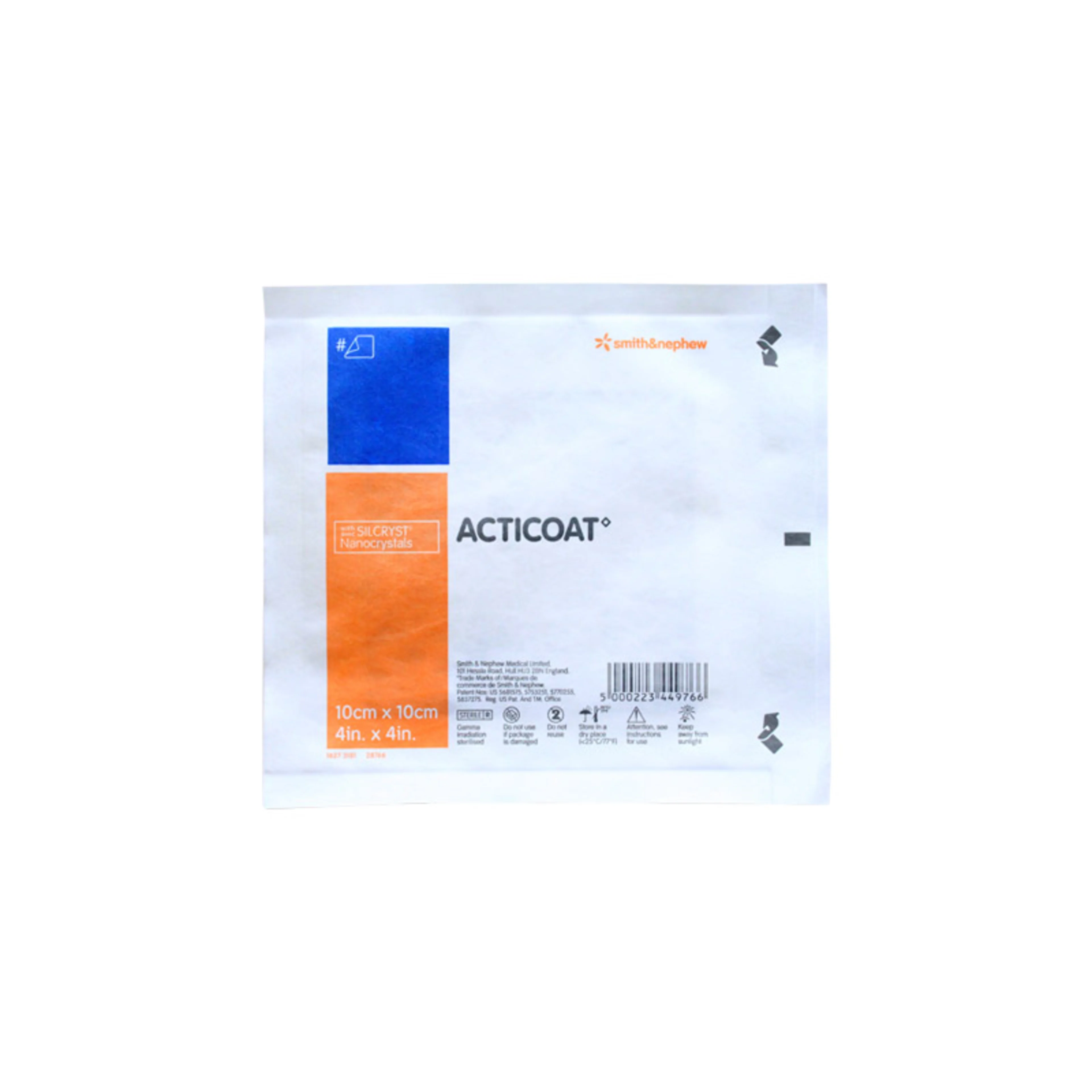 Acticoat de barrera antimicrobiana con plata nanocristalina de 10cmx10cm 1 sobre aposito