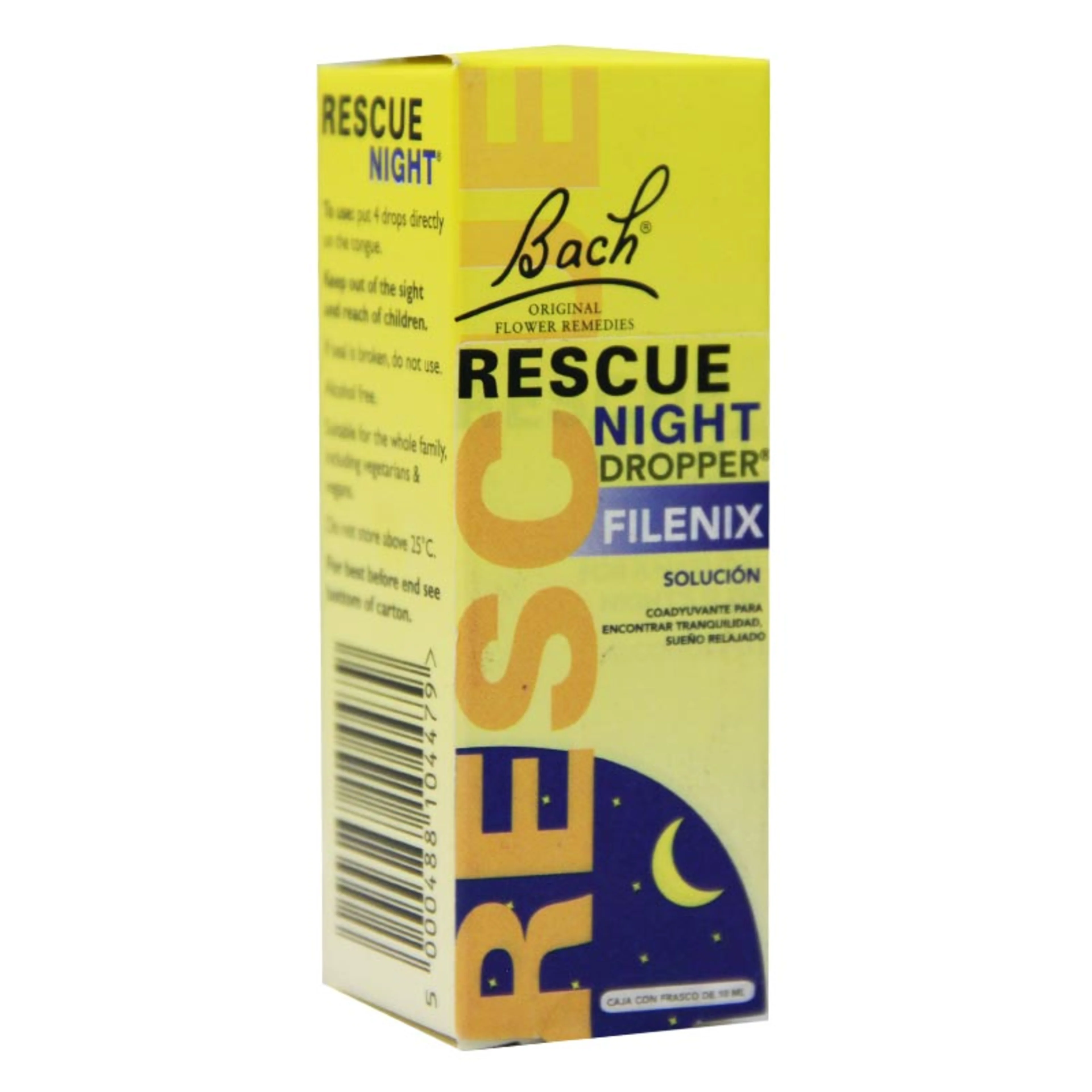 Bach rescue remedy noche escencias florales de bach 10 ml frasco gotero castaño blanco 0.0004