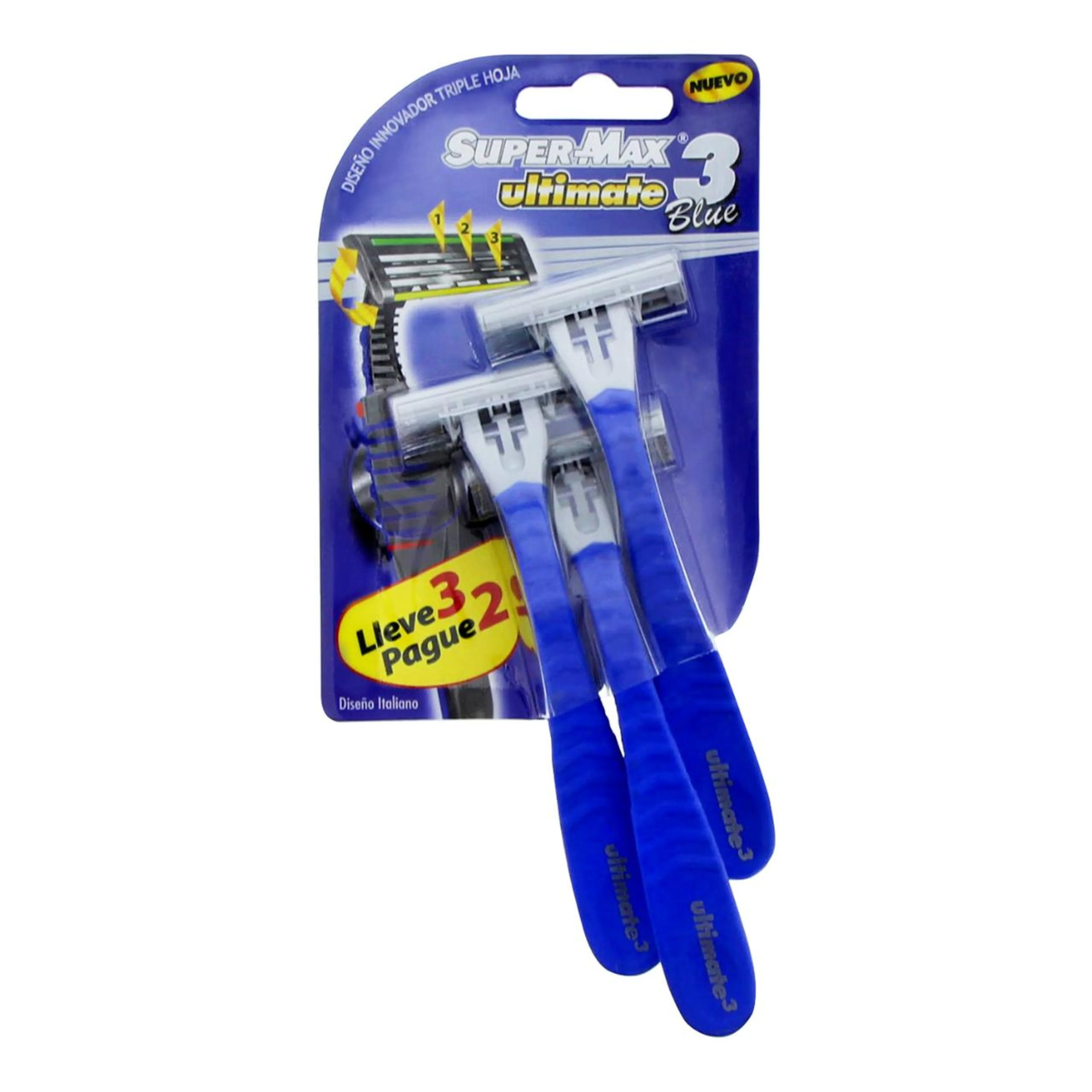 Rasuradoras super-max ultimate 3 blue 3 pzas.