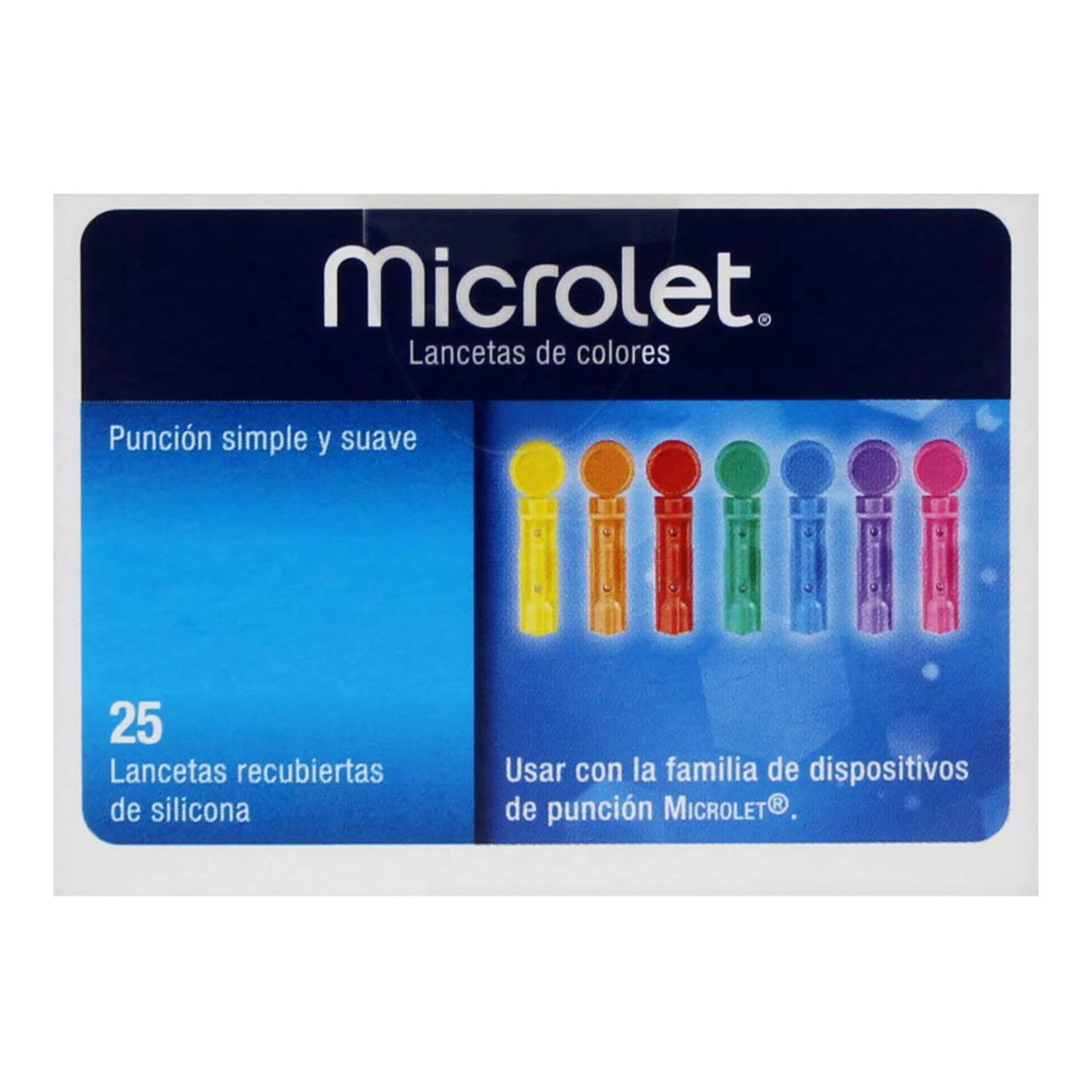 Lancetas Microlet de color con 25 piezas