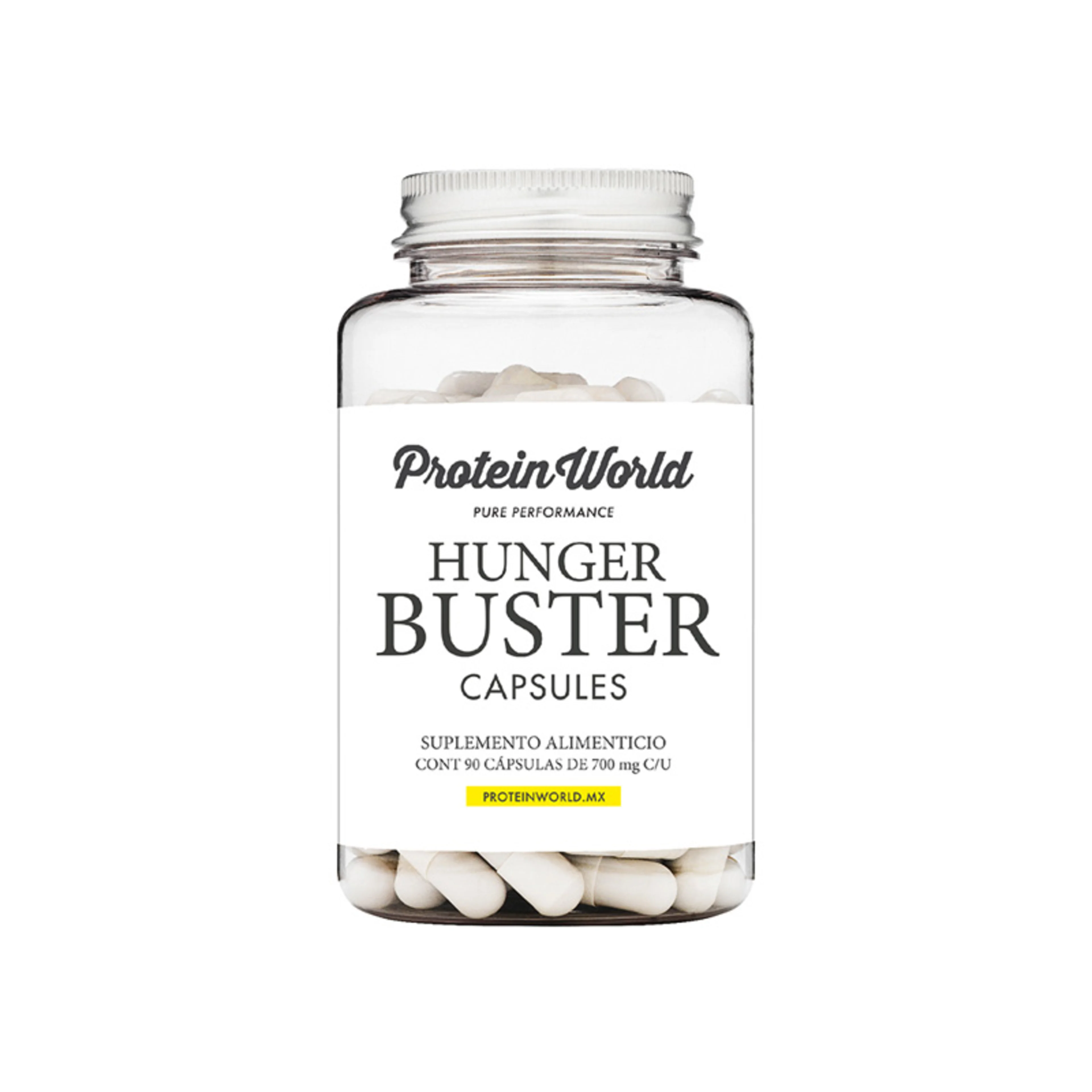 Protein world hunger buster 90 cápsulas frasco fibra dietética 0.85 g