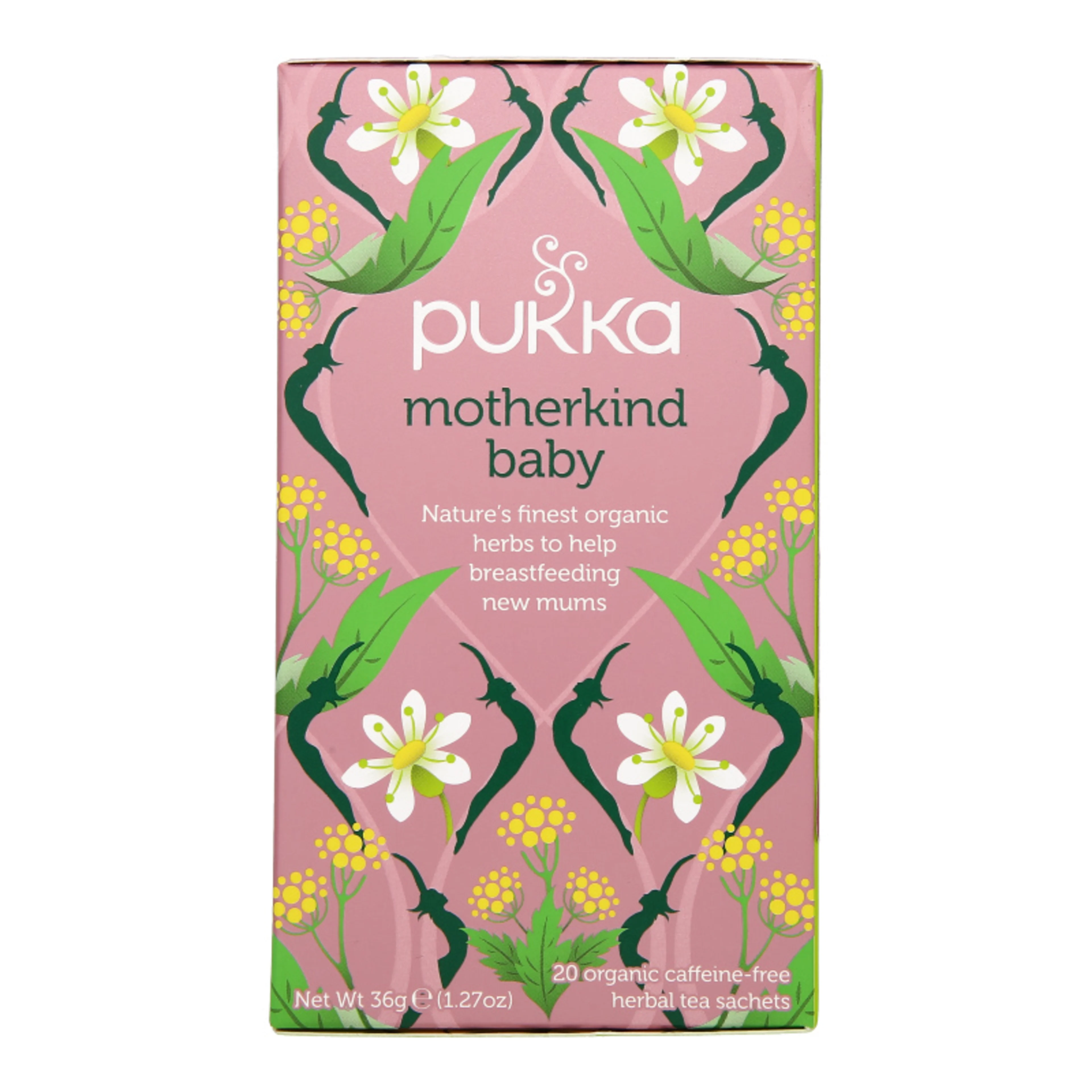 Pukka motherkind baby infusión sin cafeína para mamás recientes 20 piezas caja