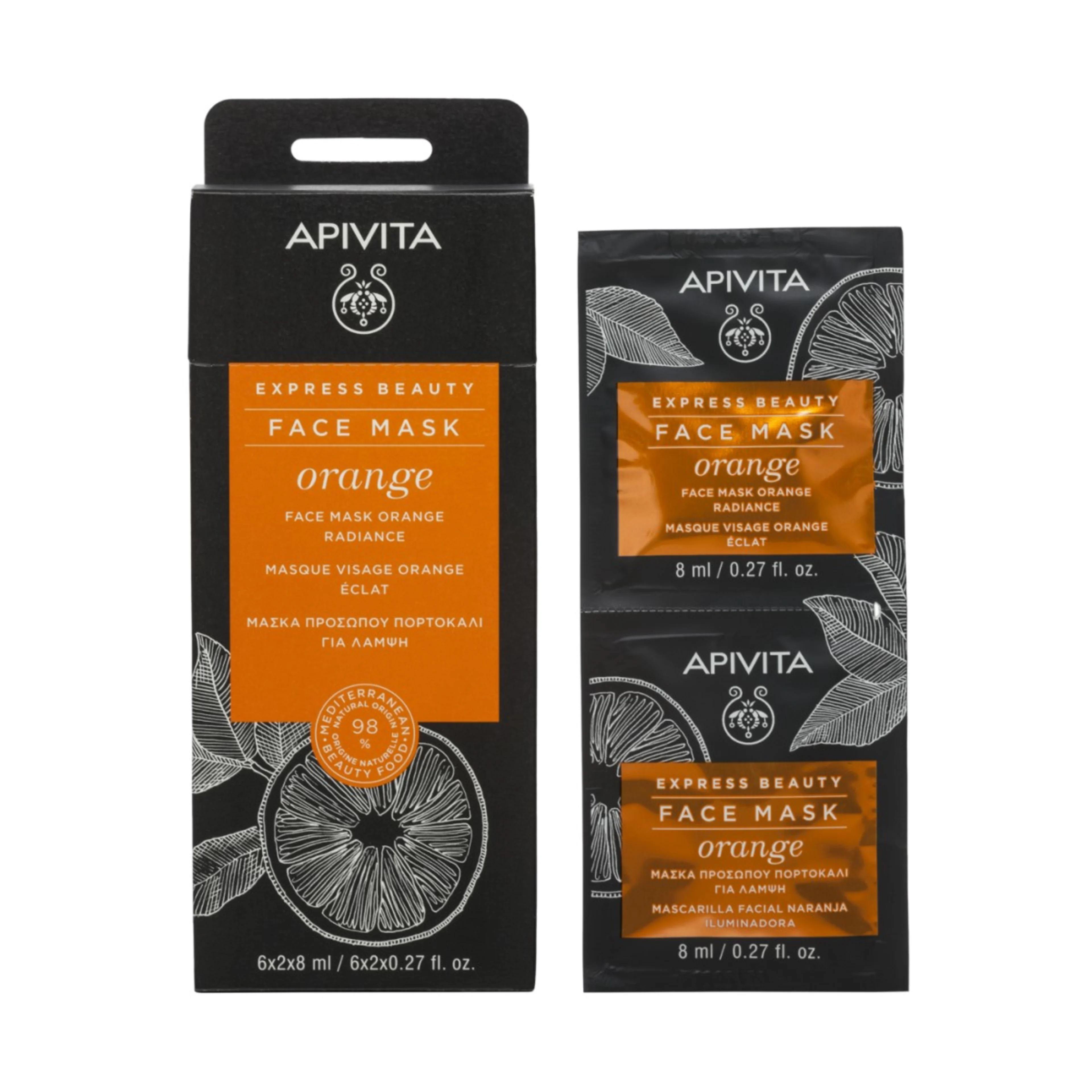 Apivita Express Beauty Mascarilla Facial Con Naranja Con 6X2 De 8 Ml