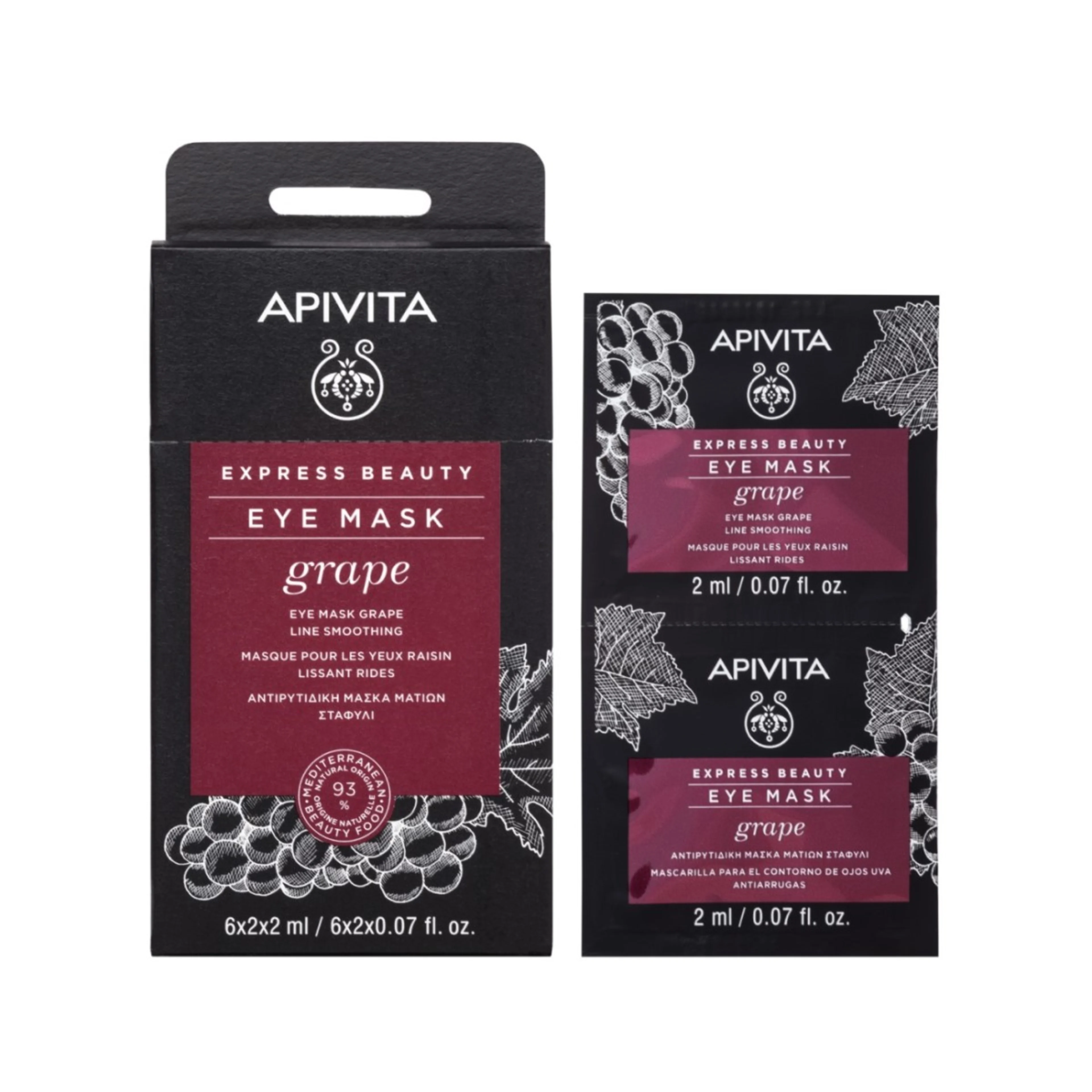 Apivita Express Beauty Mascarilla Para Contorno De Ojos Uva Con 6X2 De 8 Ml