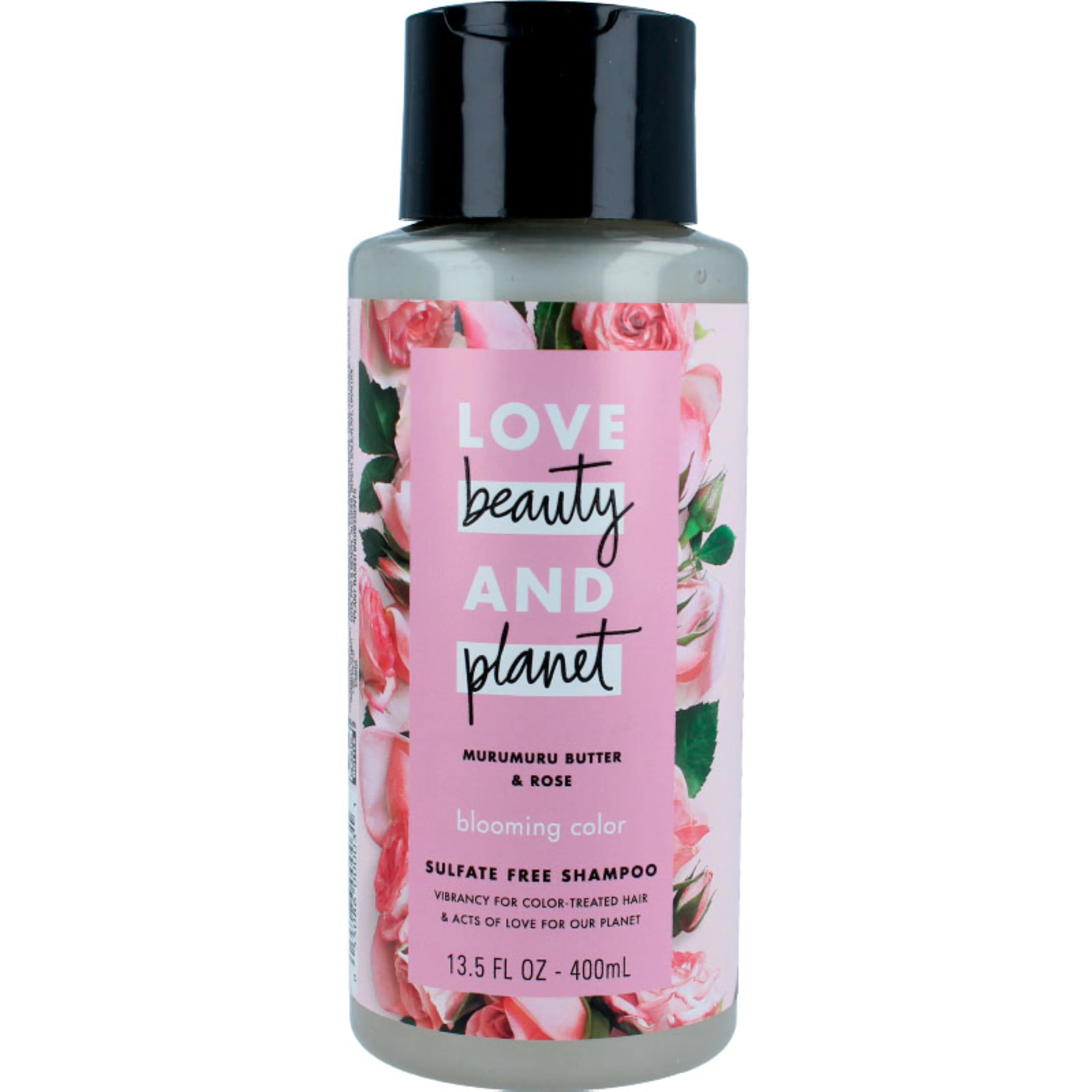 Beauty & planet shampoo de aceite para cabello teñido o maltratado de murumuru y rosas 400 ml botella