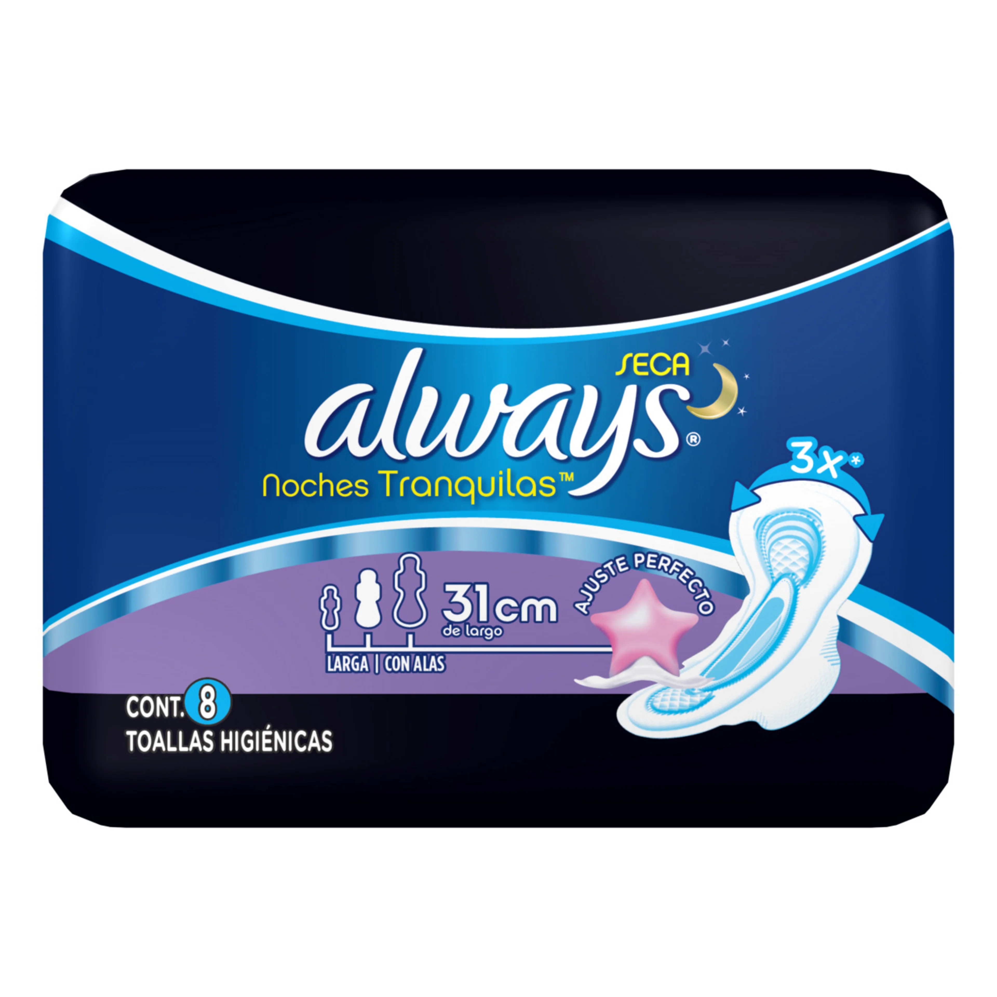 Always Noches Tranquilas Toallas Sanitarias 8 Piezas