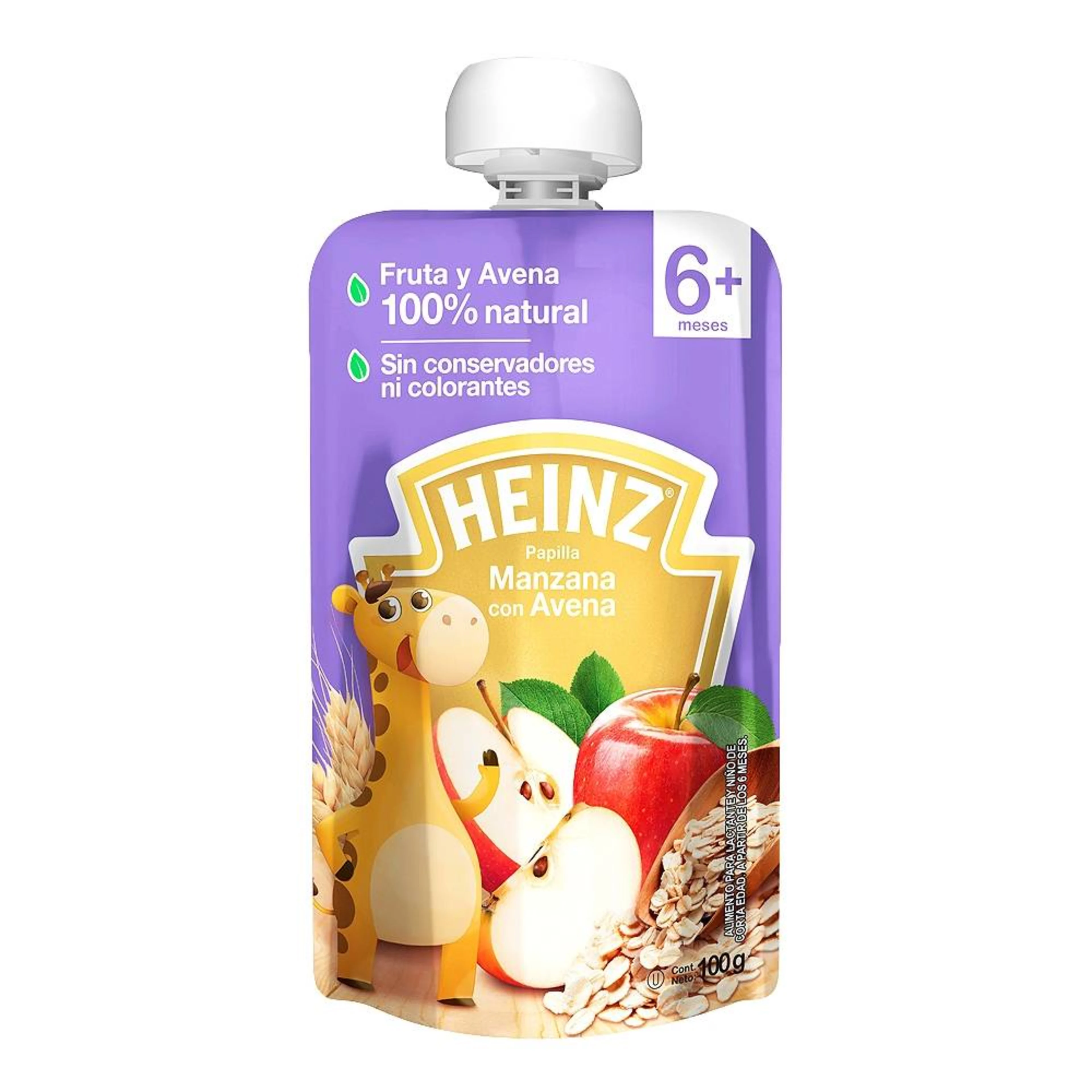 Papilla heinz de manzana con avena a partir de los 6 meses 100 gr.