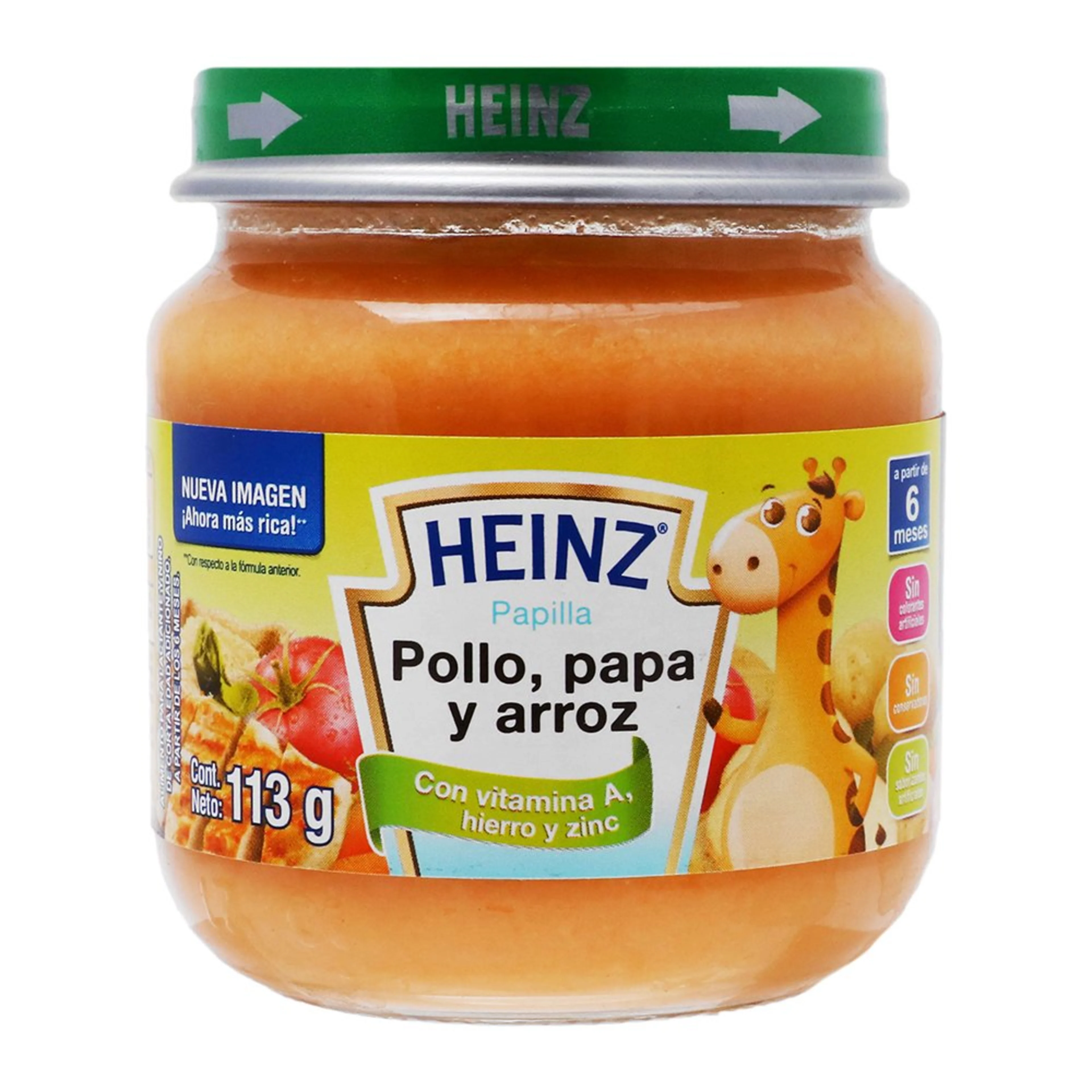 Papilla heinz de pollo papa y arroz a partir de los 6 meses 113 gr.