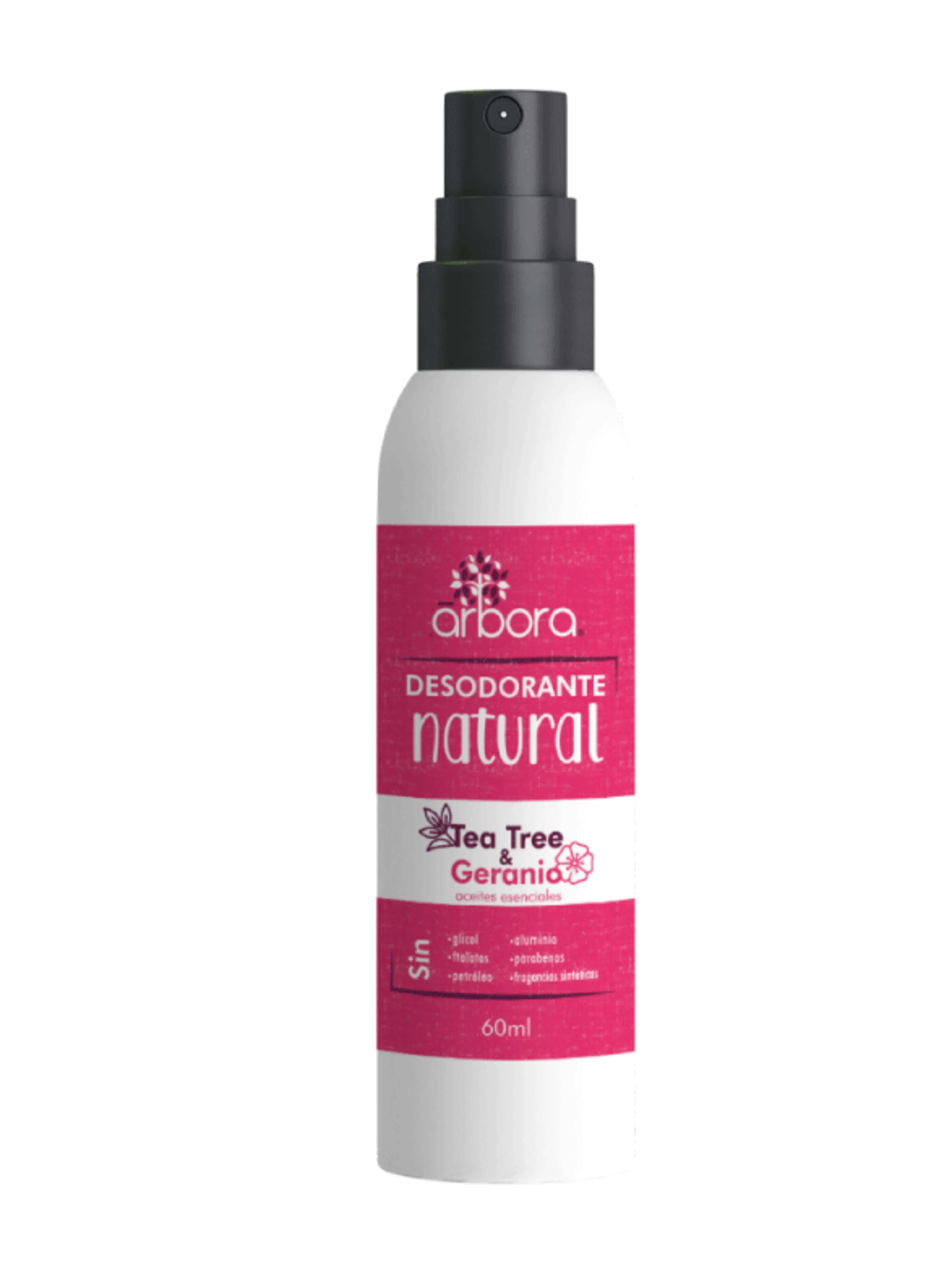 Arbora desodorante natural con aceites esenciales de tea tree y geranio 60 ml spray