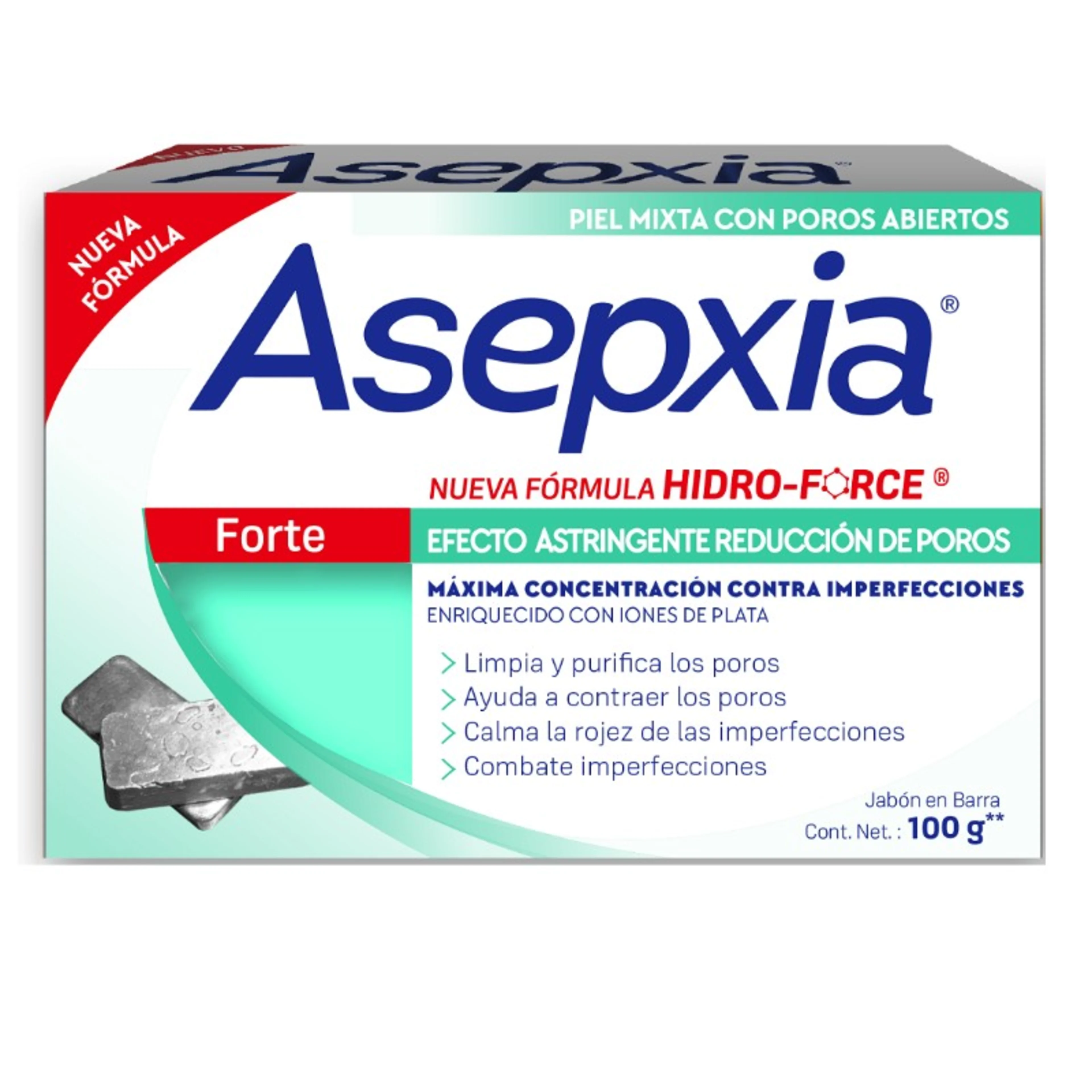 Asepxia Forte Jabón En Barra Con 100 G