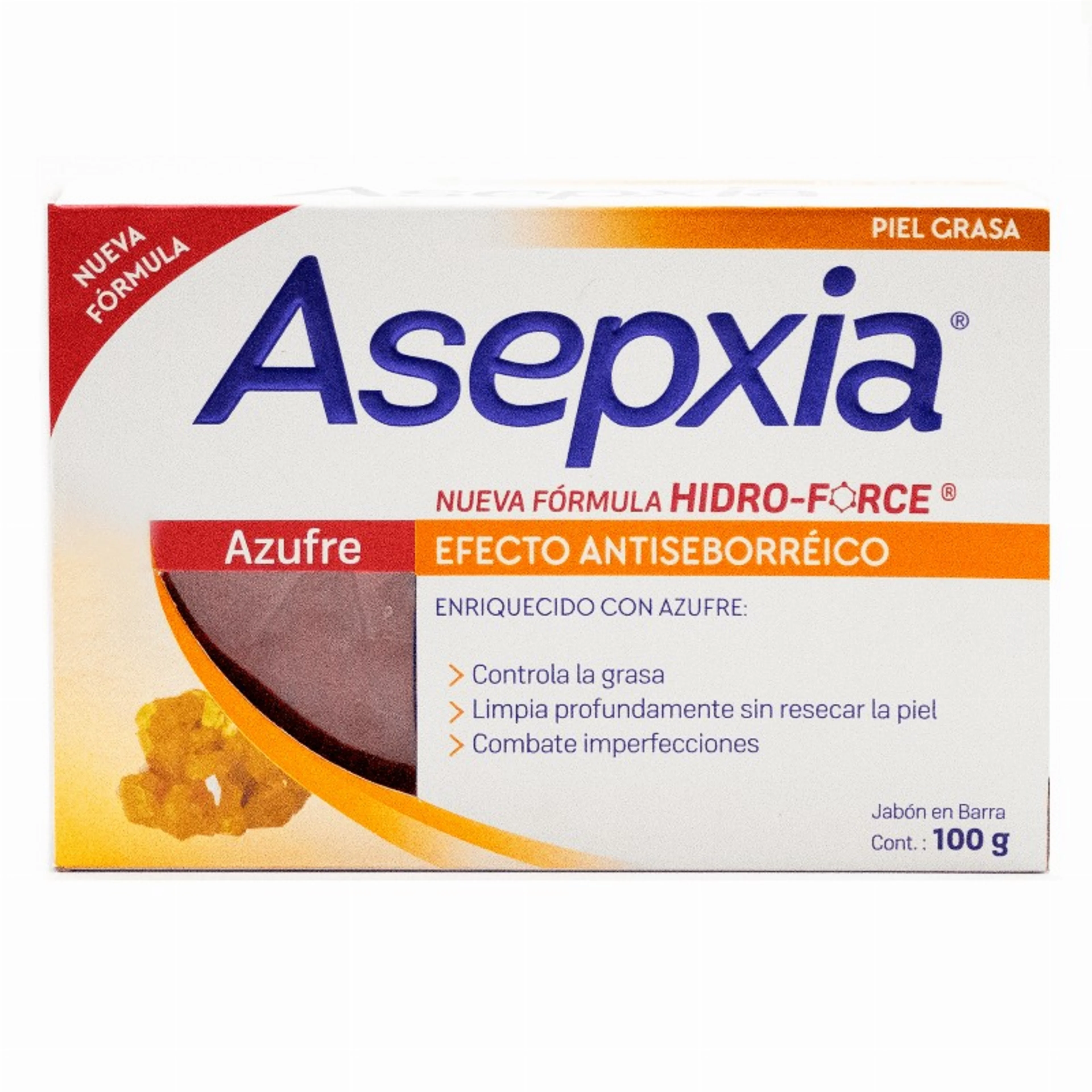 Asepxia Azufre Jabón En Barra Con 100 G