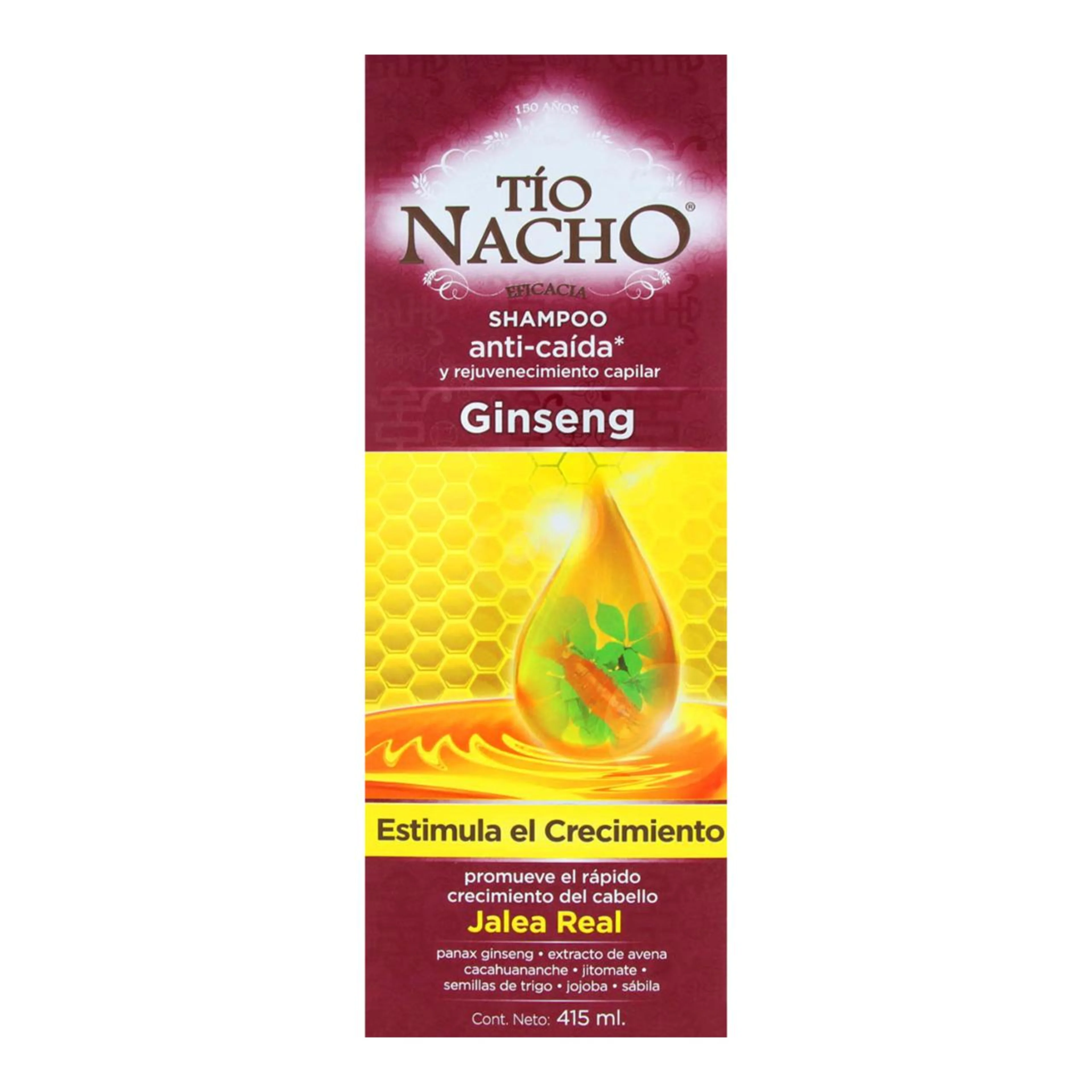 Tio Nacho Shampoo Anticaída Ginseng Jalea Real 415 Ml Botella