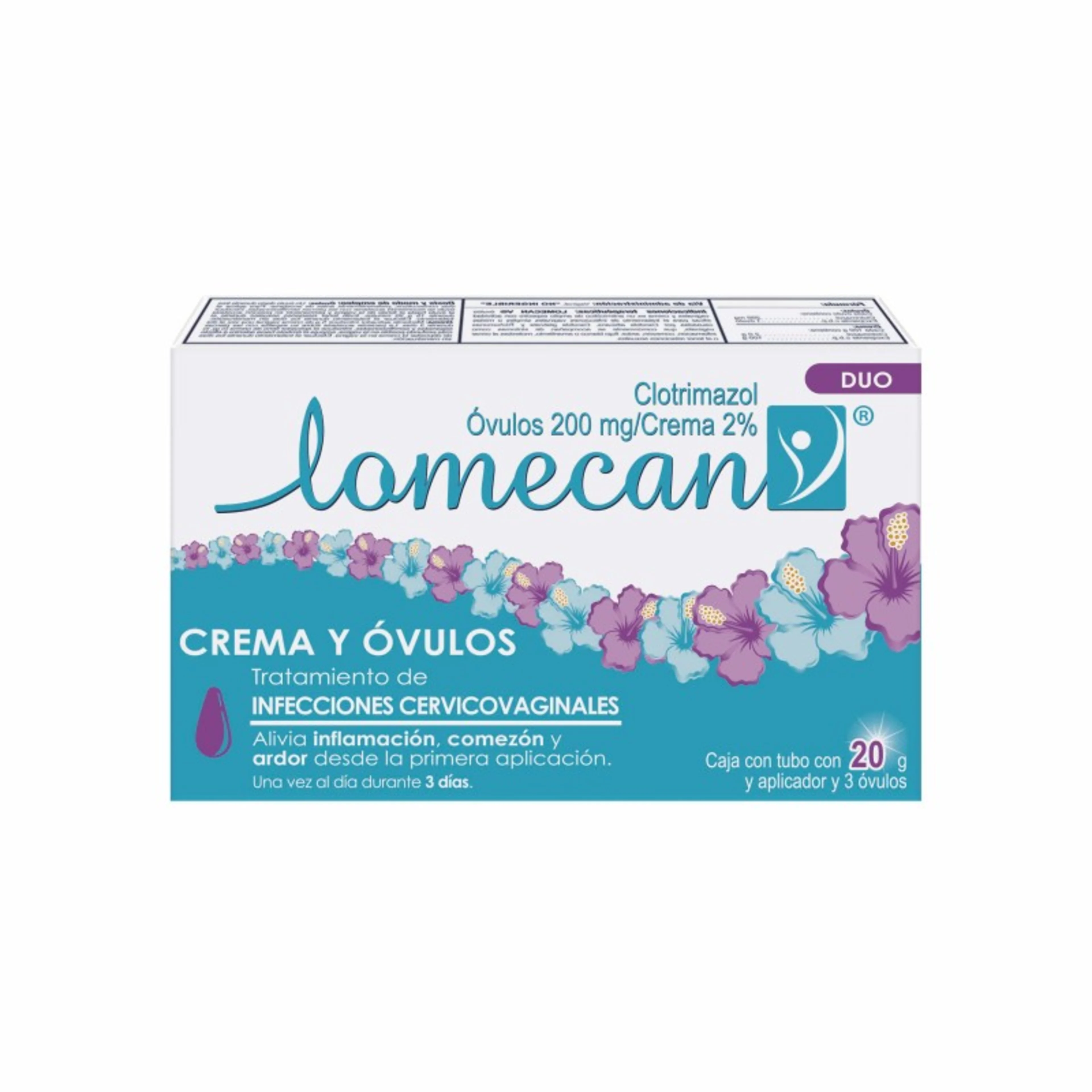 Lomecan Duo 2% Con 20 G De Crema, 3 Óvulos 200 Mg
