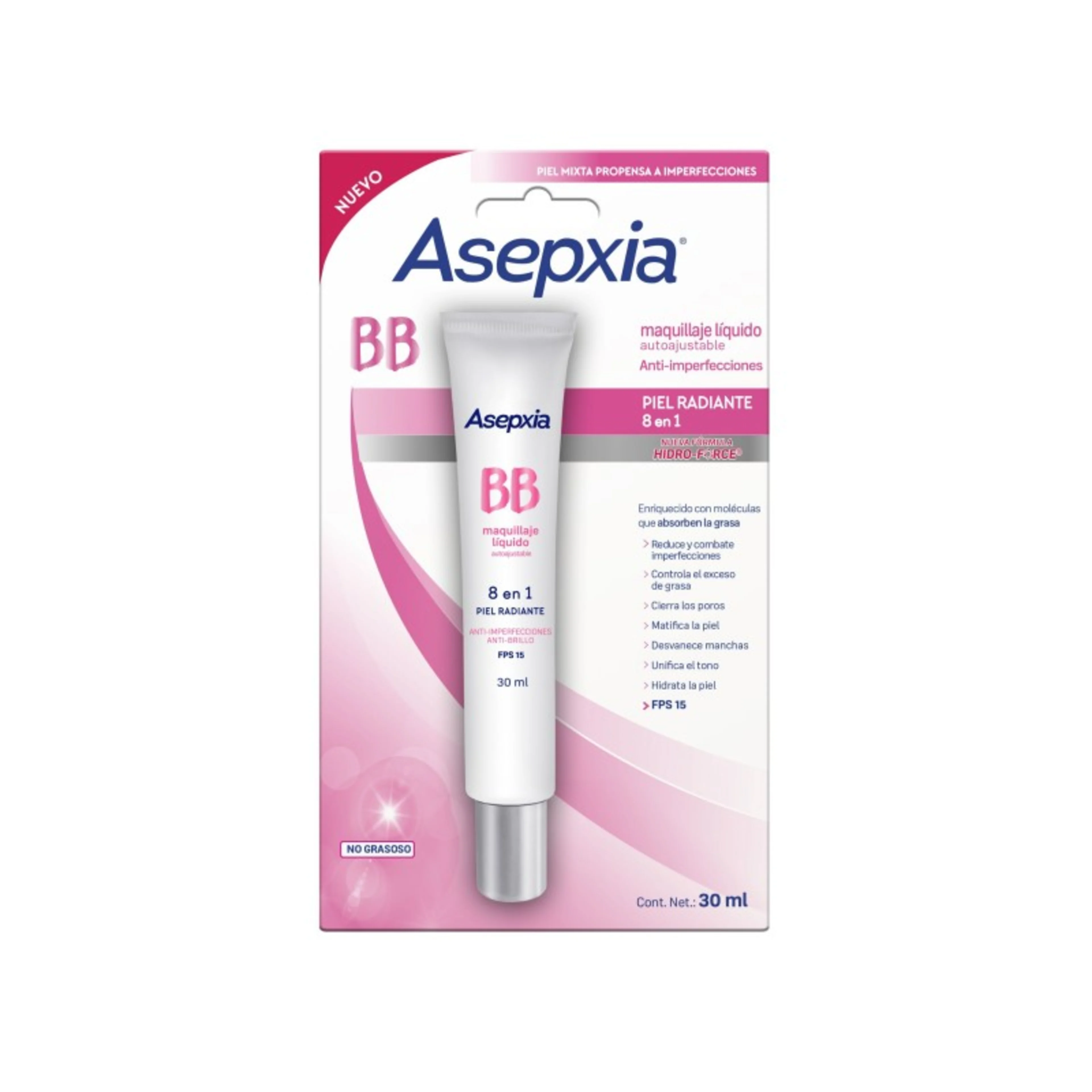 Asepxia Maquillaje Líquido Autoajustable Con 30 Ml