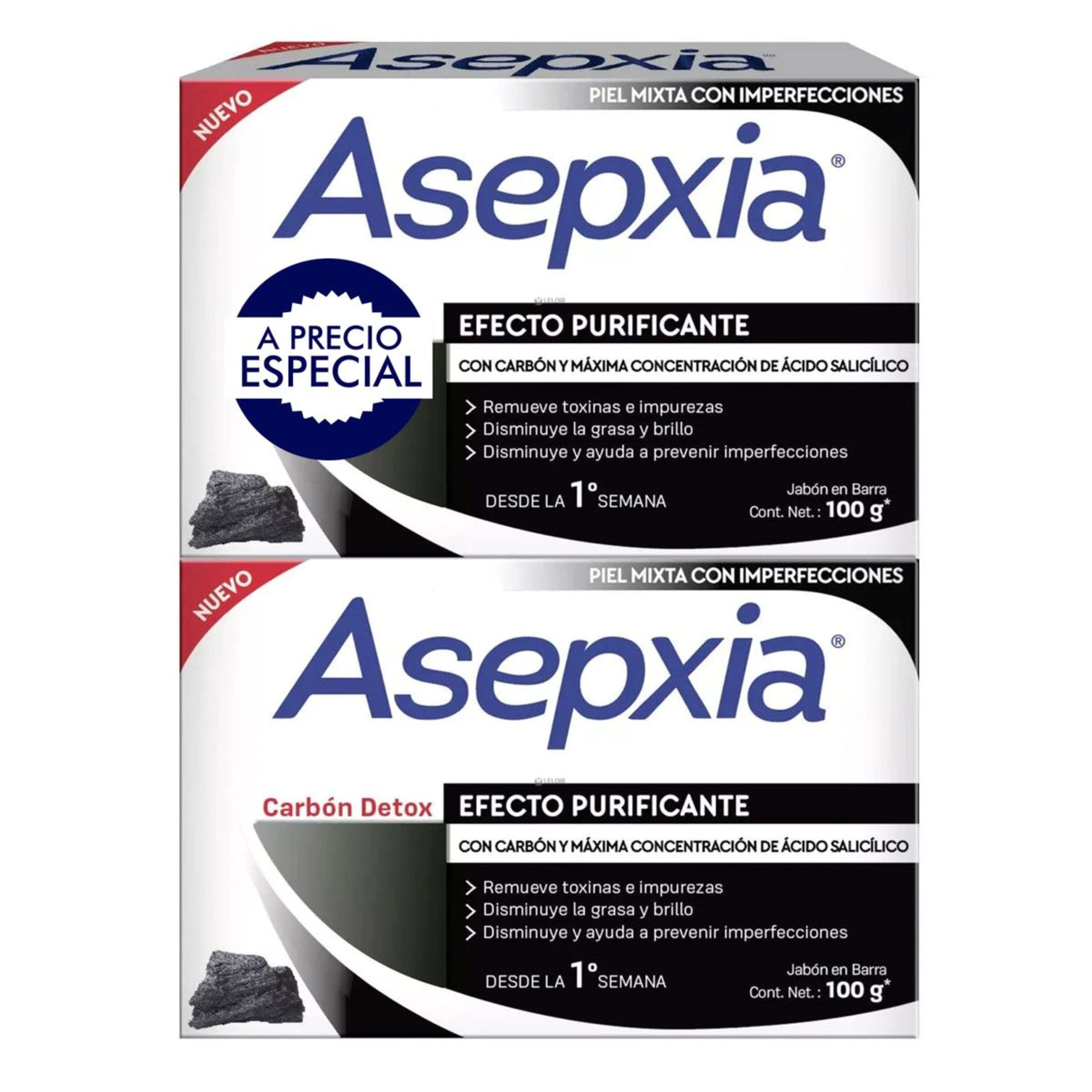 Asepxia jabon carbon 100g con 2