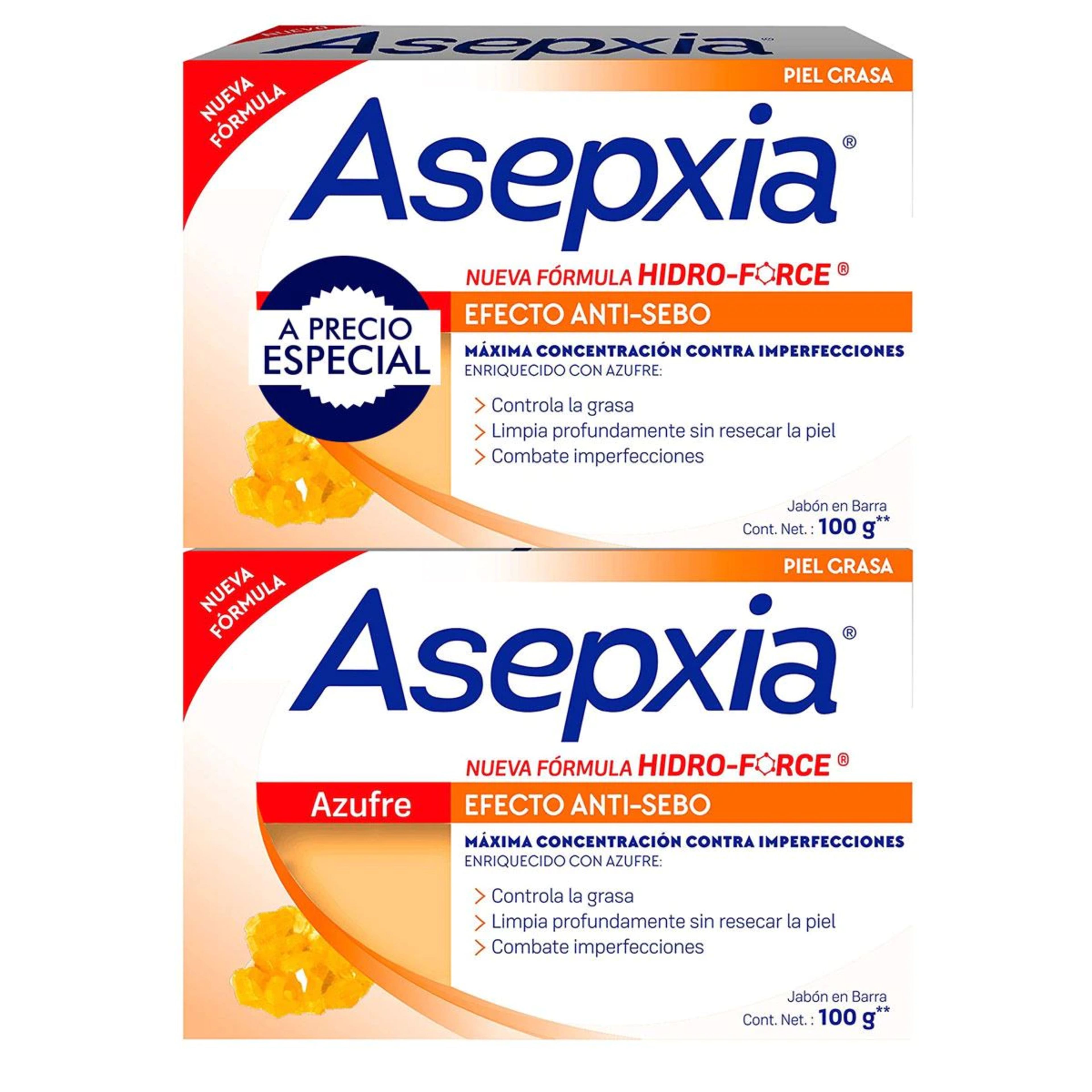 Asepxia jabon azufre 100g con 2