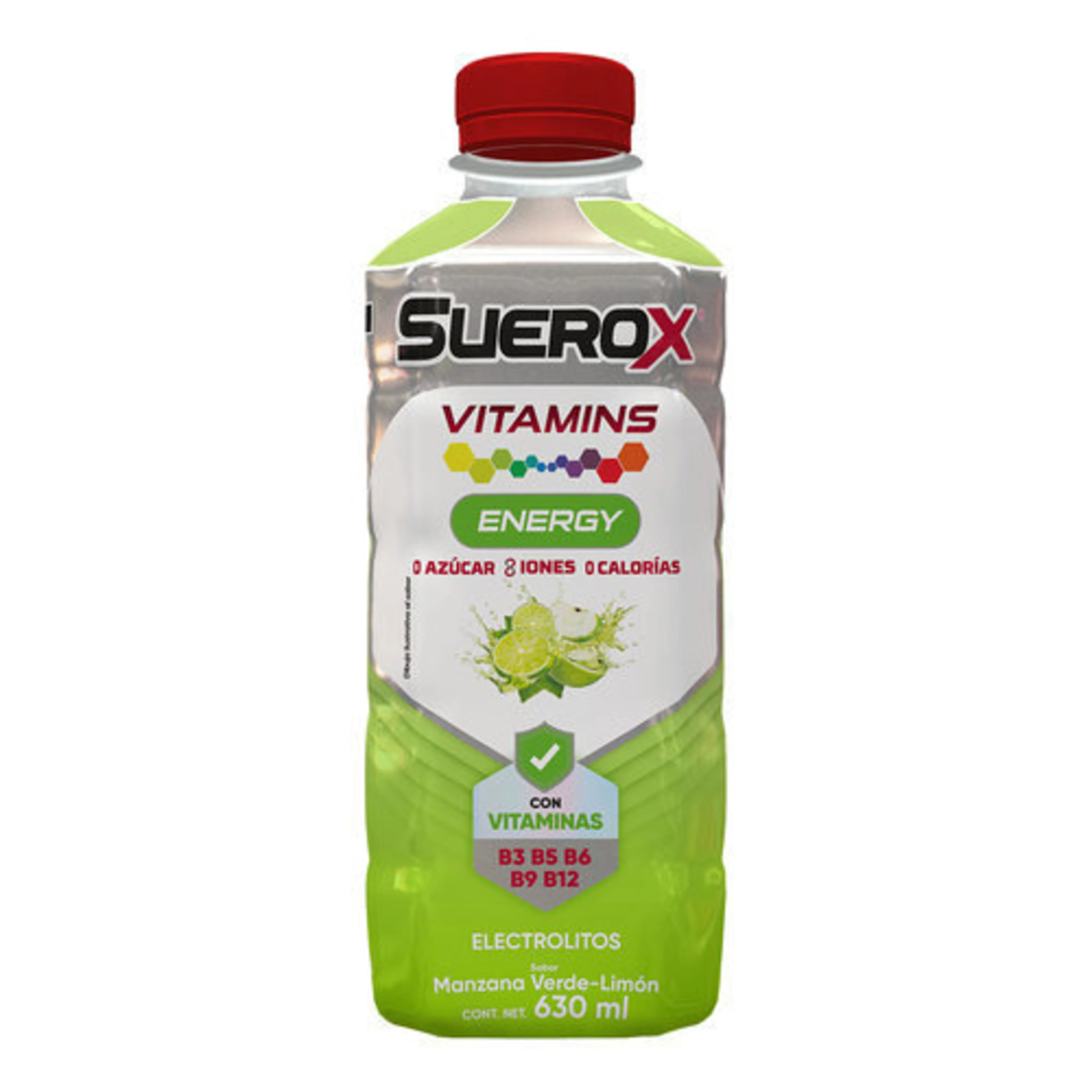 Suerox Vitamins Energy Bebida Hidratante Sabor Manzana Verde Limón Con 630 Ml