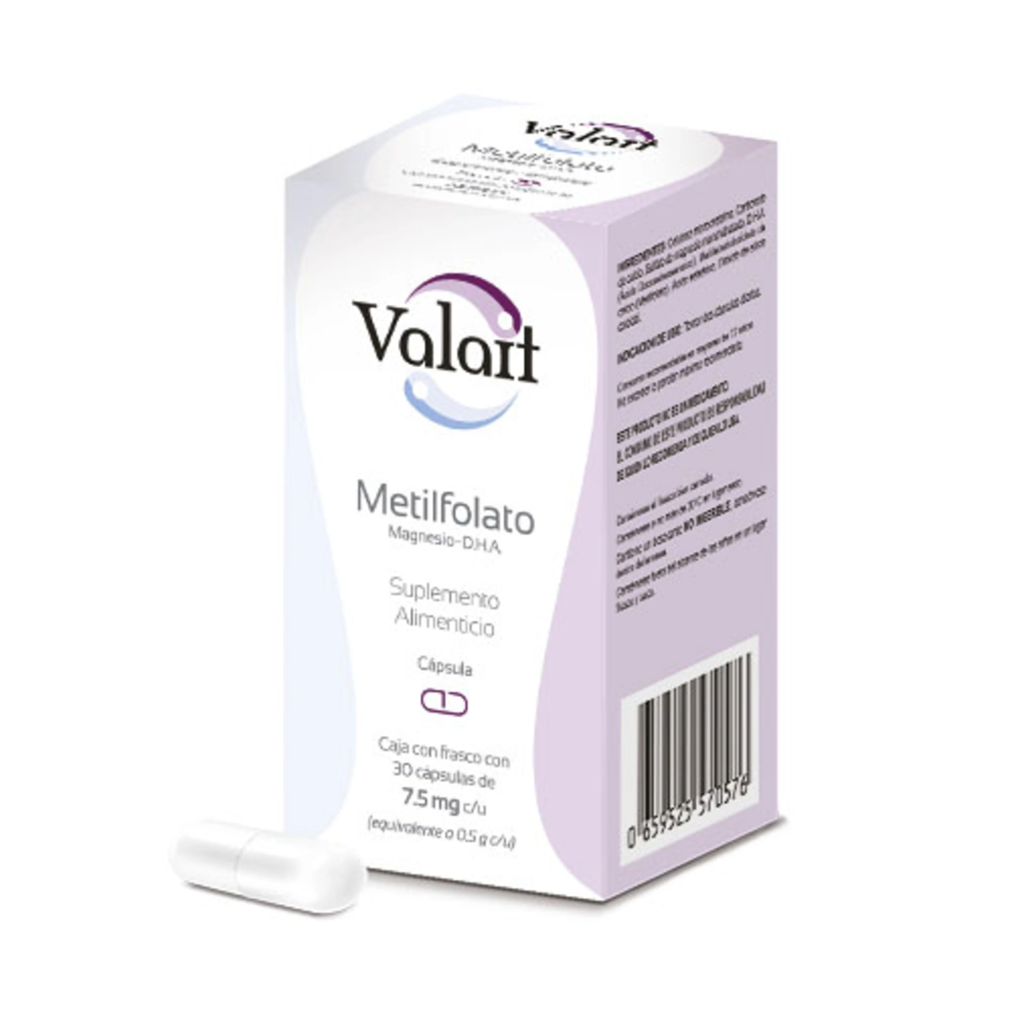 Valait 7.5 mg (metilfolato) Suplemento Alimenticio con 30 cápsulas