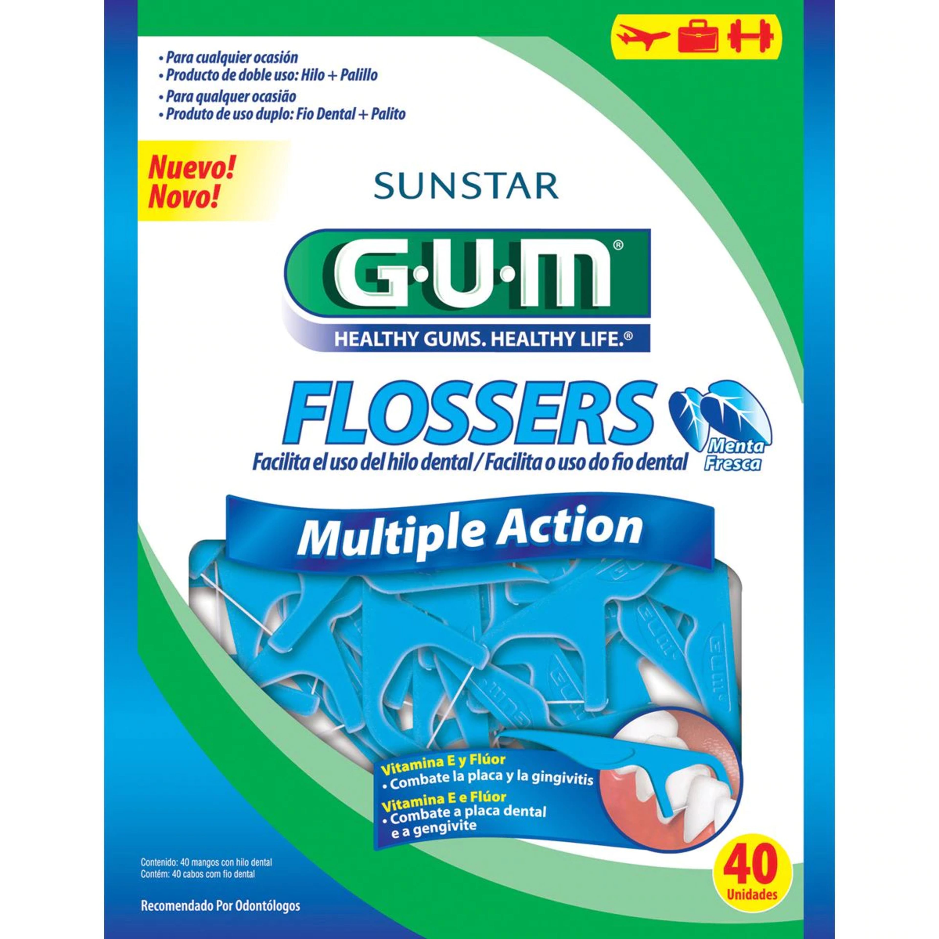 Gum Palillos Dental Con Hilo Acción Múltiple Con 40 Piezas