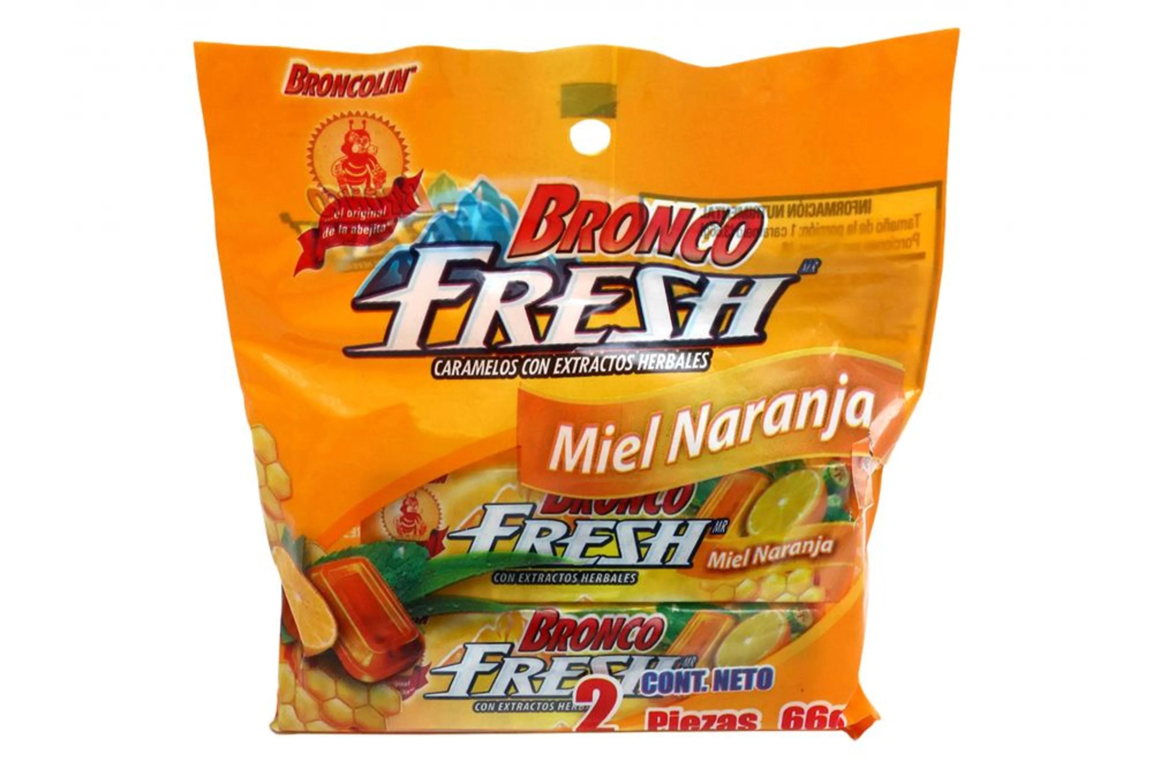 Bronco Fresh Caramelos Sabor Miel Naranja Con 66 G
