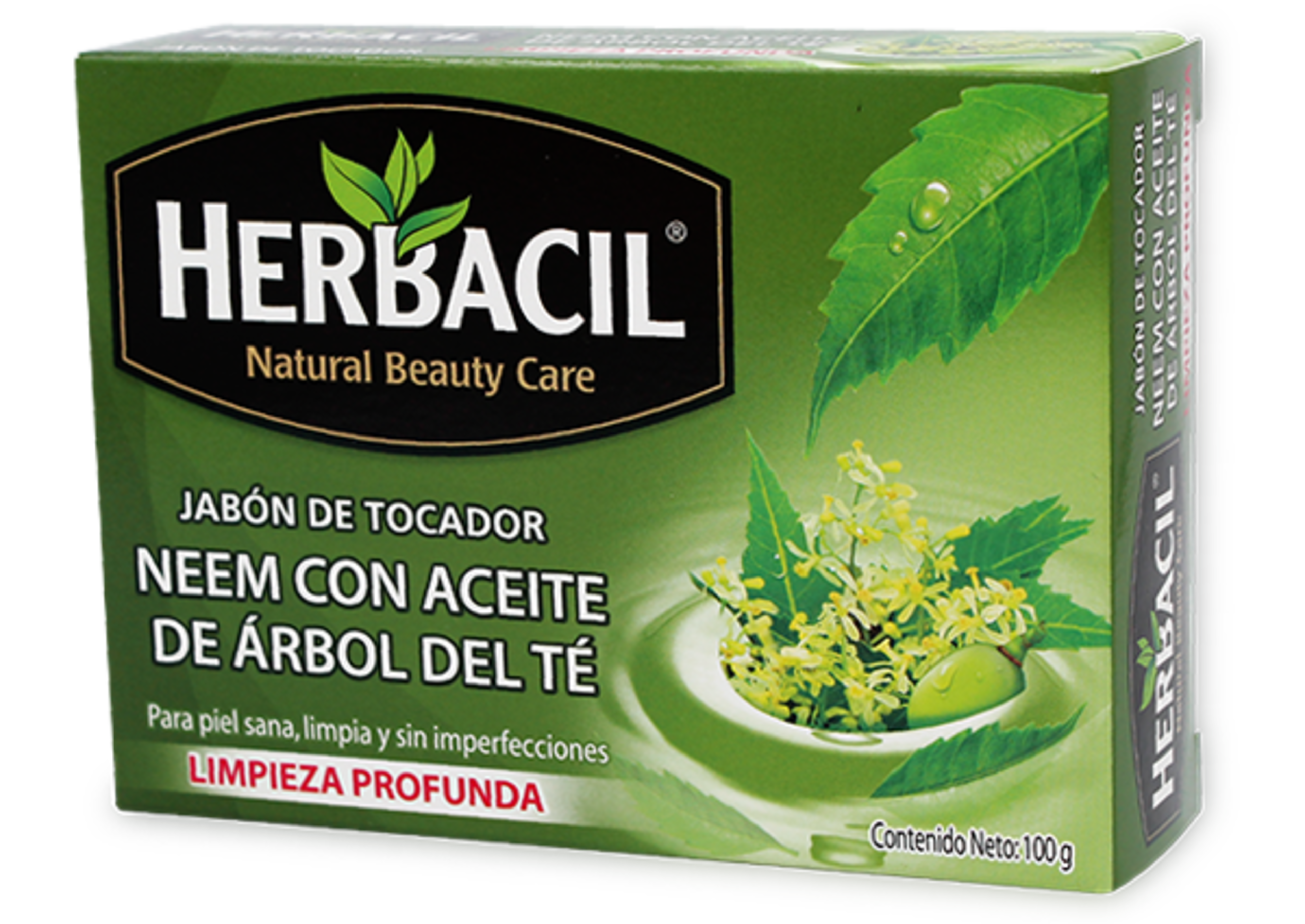 Herbacil Neem Con Aceite De Árbol Té Jabón De Tocador Barra Con 100 G
