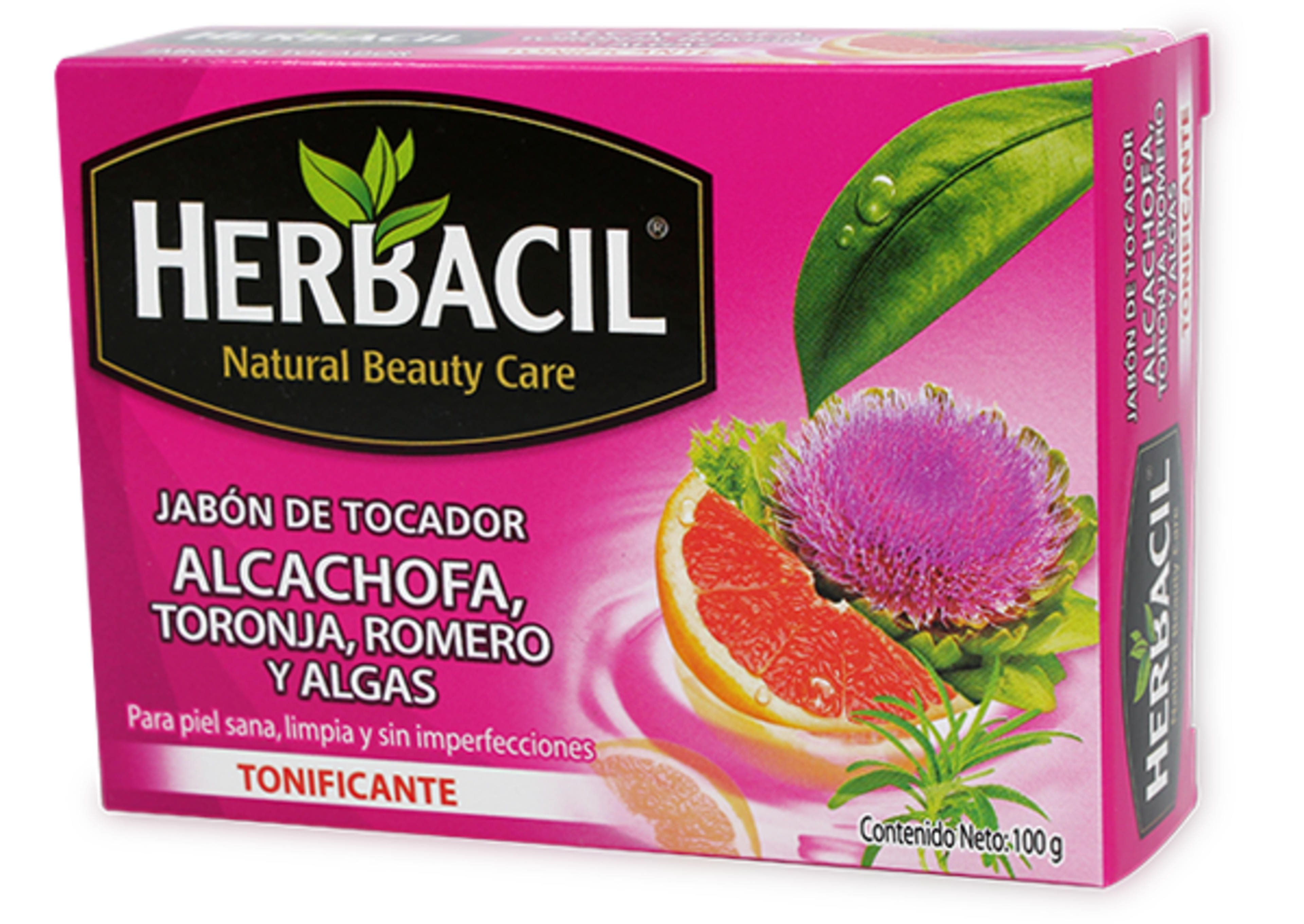 Herbacil Jabón De Tocador Alcachofa, Toronja Y Romero Con 1 Barra De 100 G