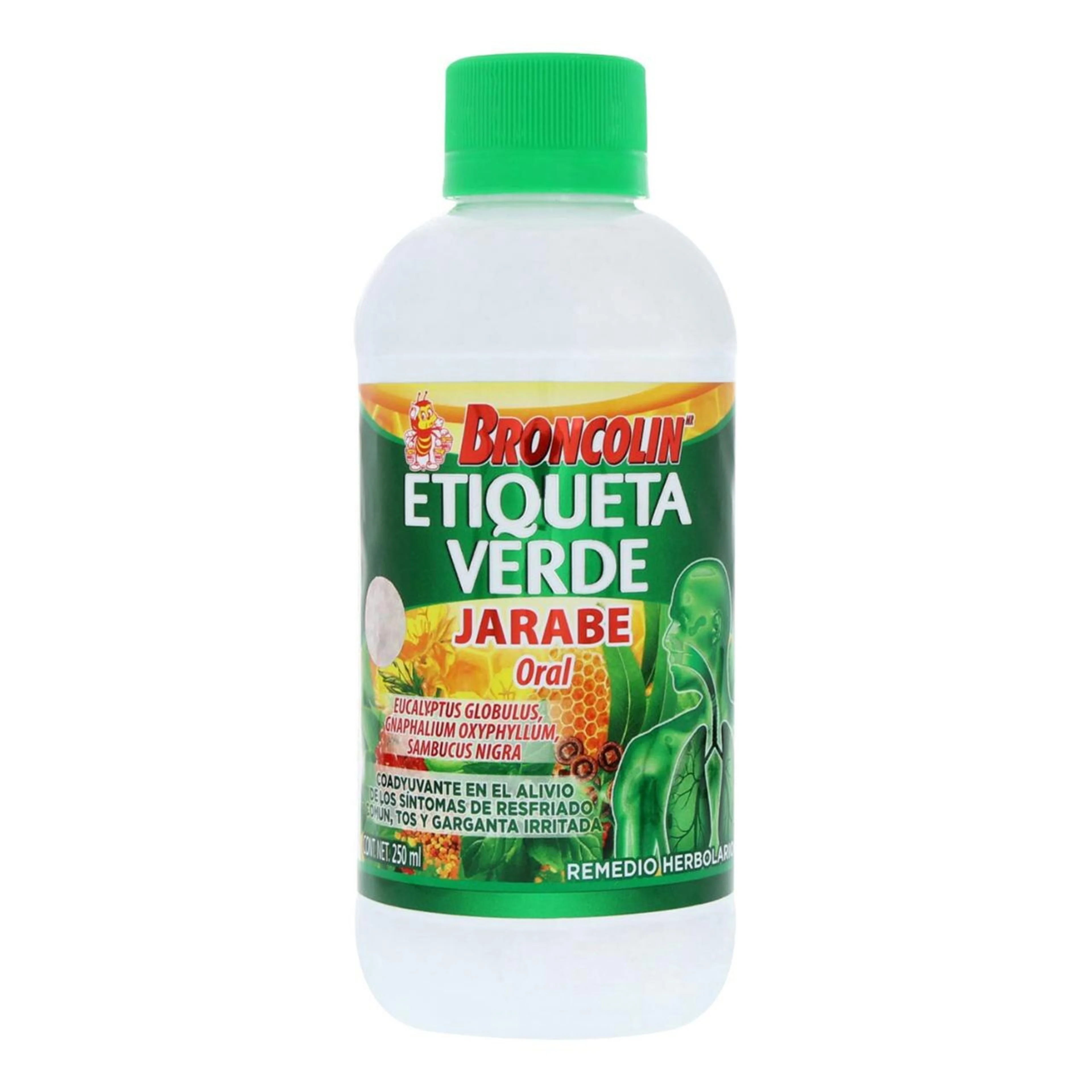 Broncolin Etiqueta Verde Mezcla De Plantas Jarabe 250 Ml