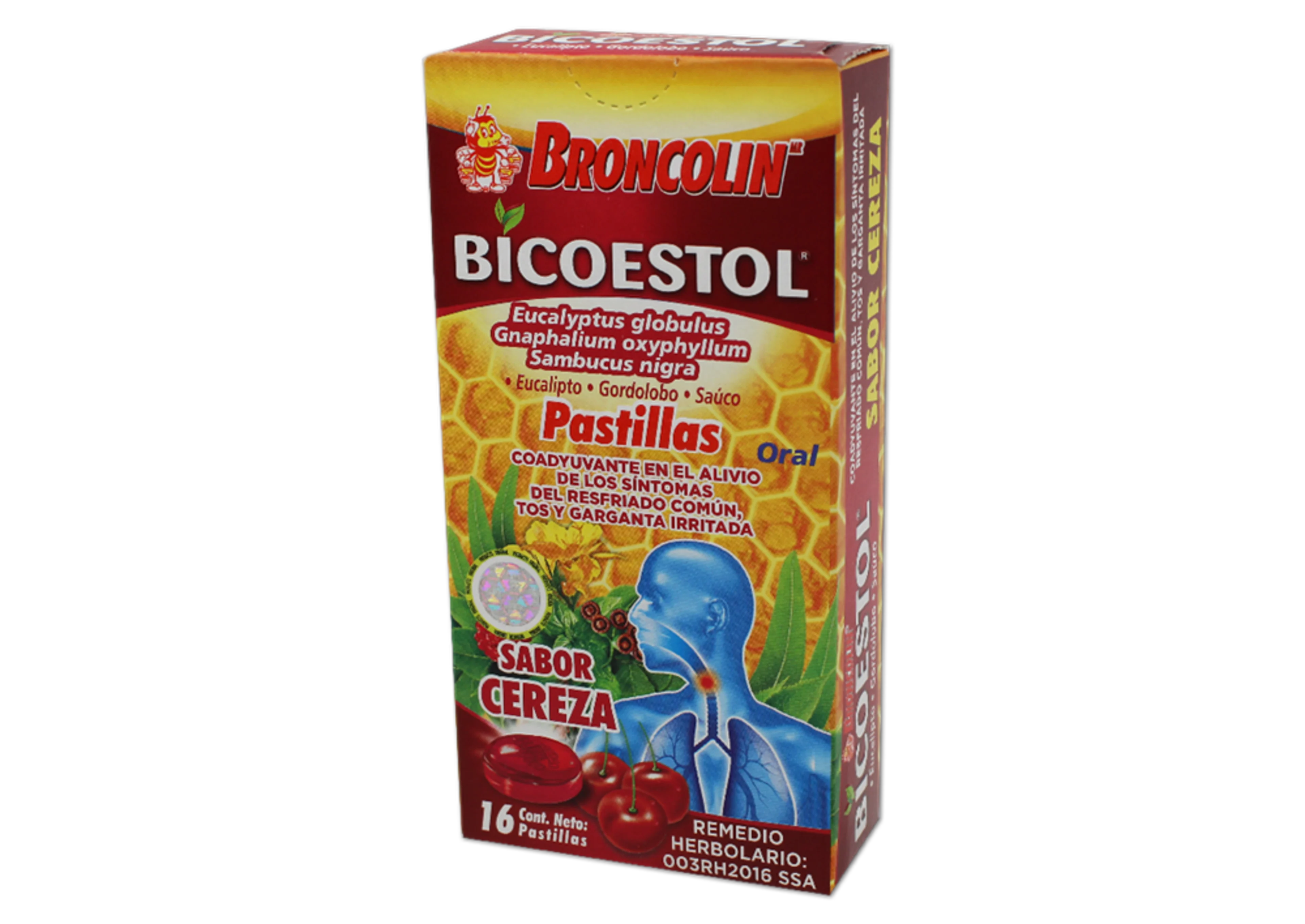 Broncolin Bicoestol Pastillas Sabor Cereza 16 Pastillas