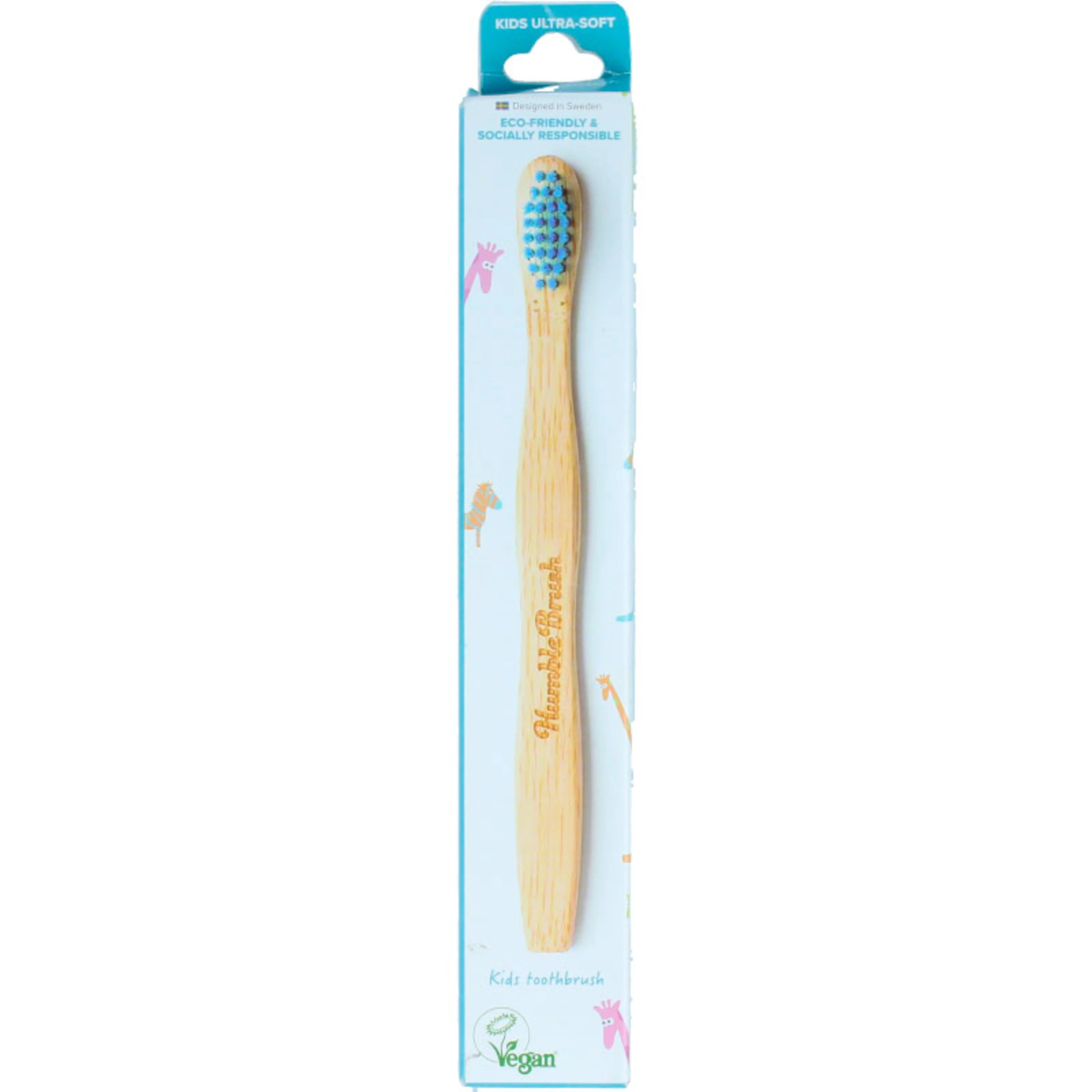 The humble cepillo de dientes de bambú para niños con cerdas suaves de nylon 1 pieza caja