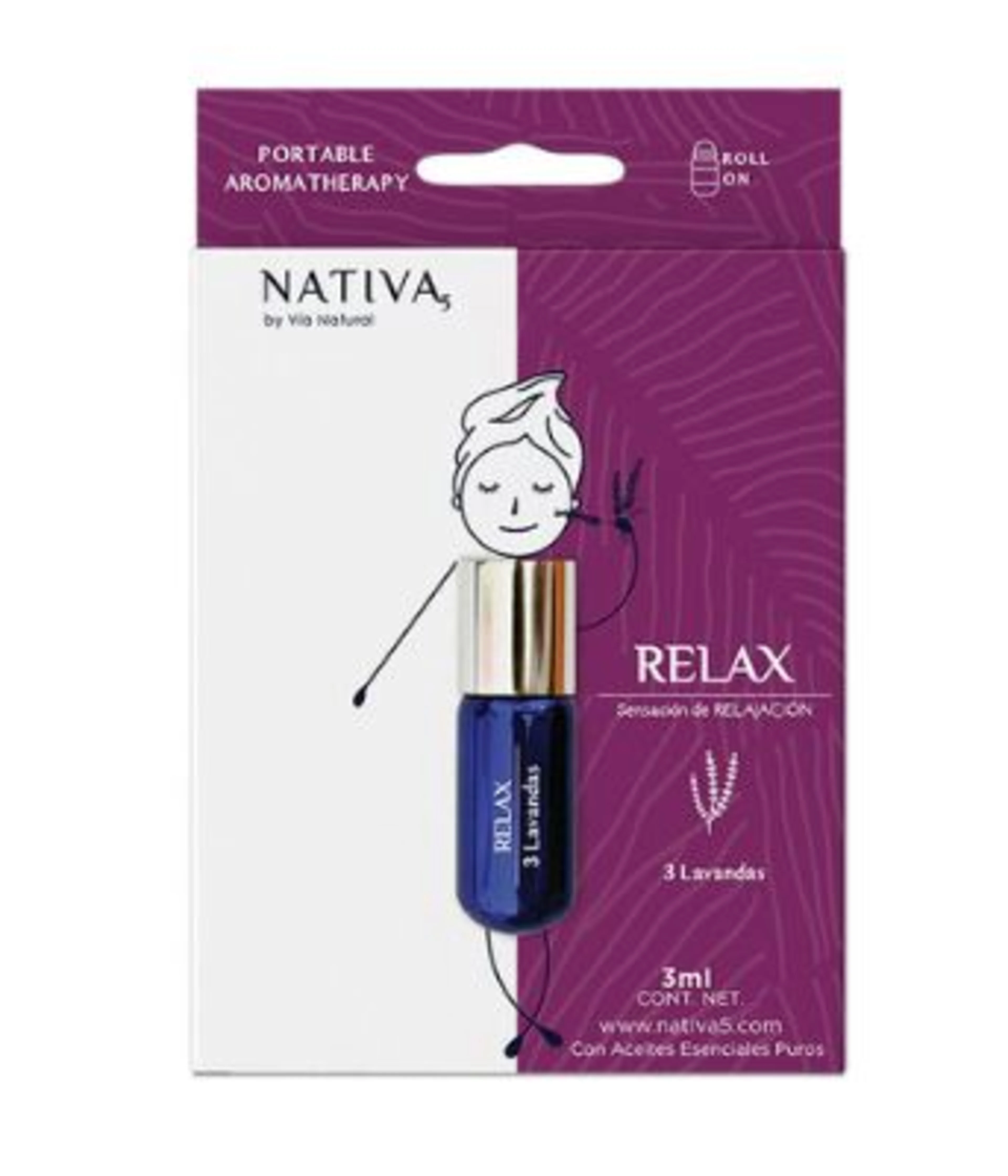 Vía natural aceite esencial 3 lavandas pocket aromaterapia 3 ml roll on