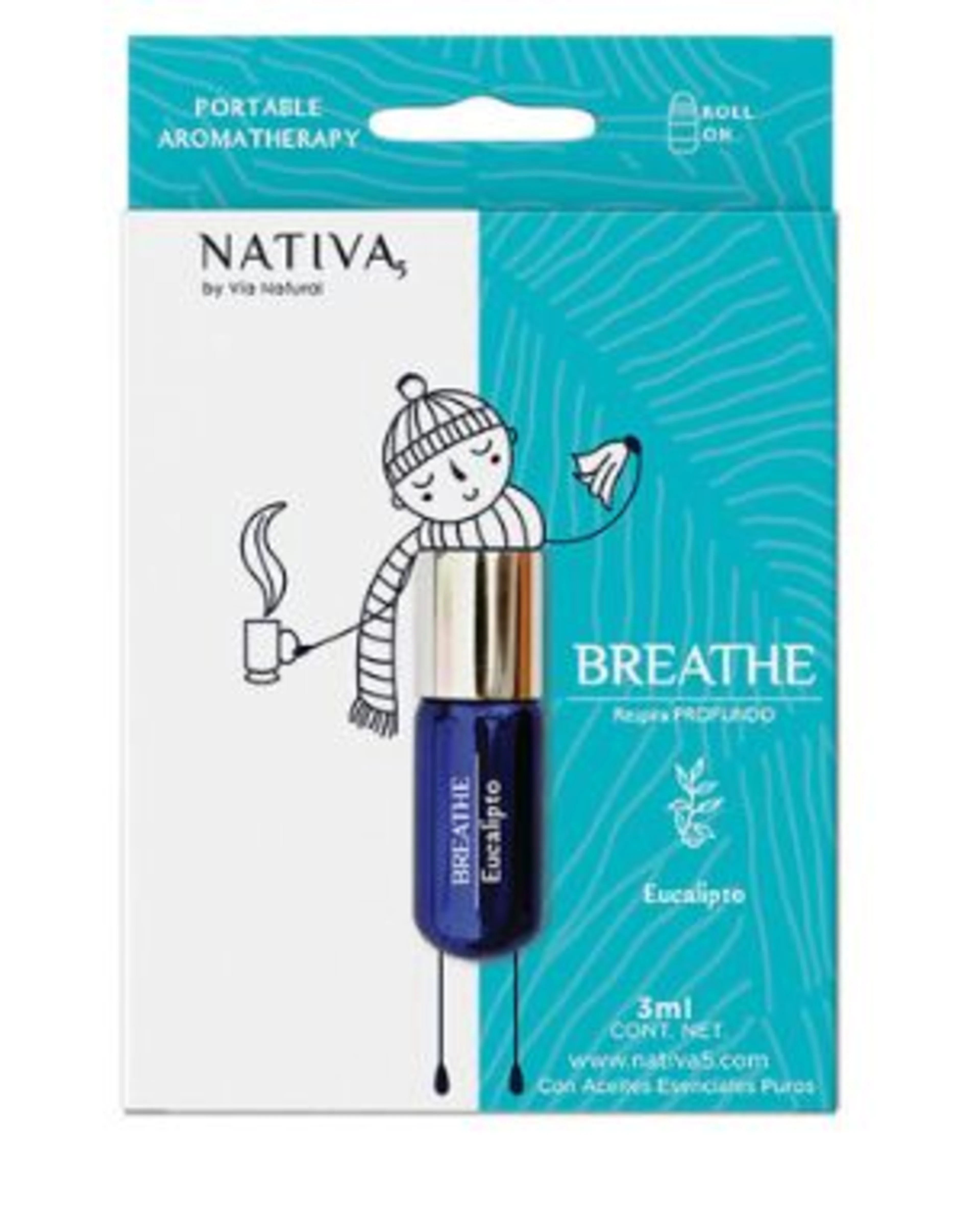 Vía natural aceite esencial eucalipto forte pocket aromaterapia 3 ml roll on
