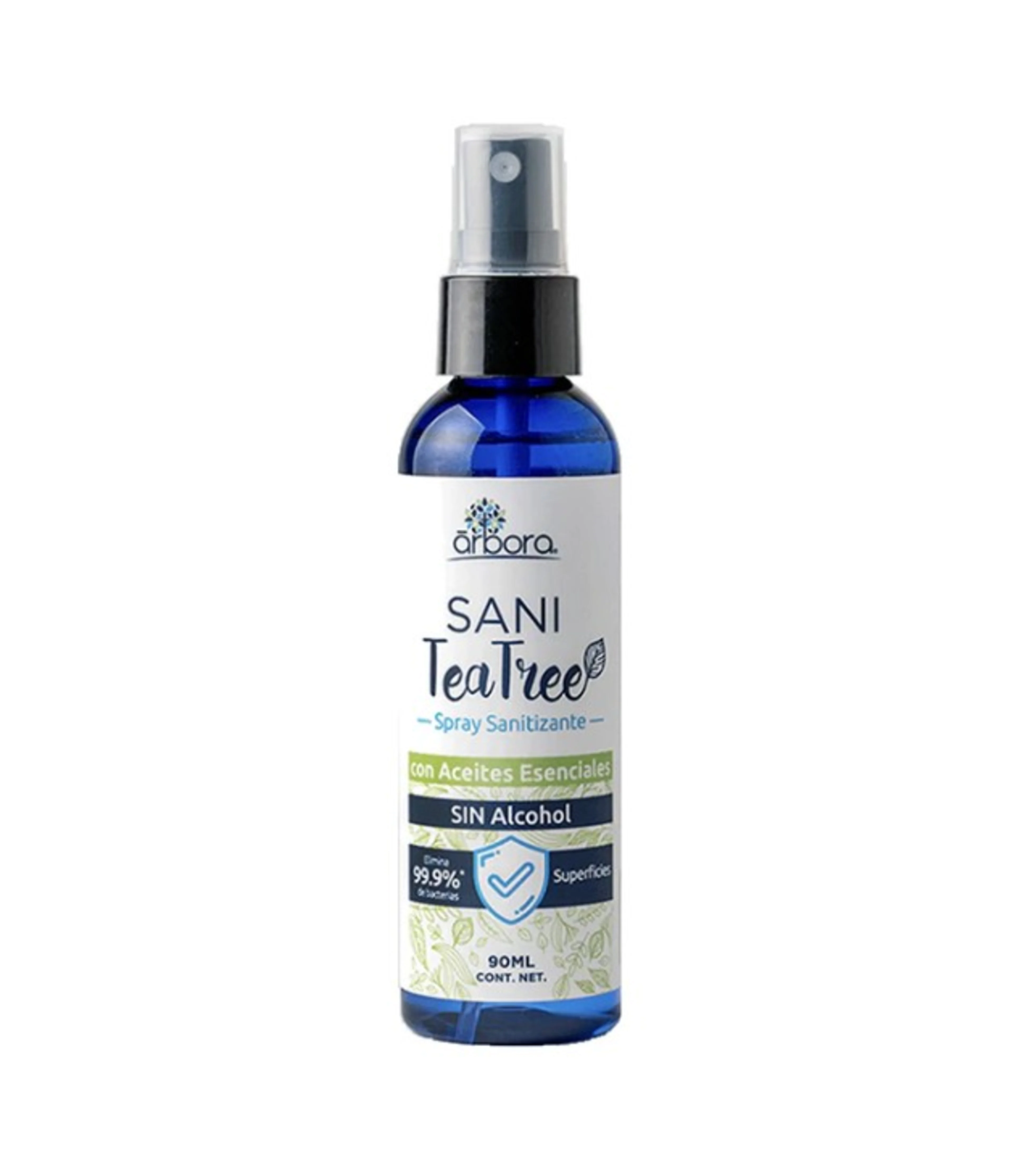 Arbora sanitizante con aceites esenciales sin alcohol para manos y superficies 90 ml spray