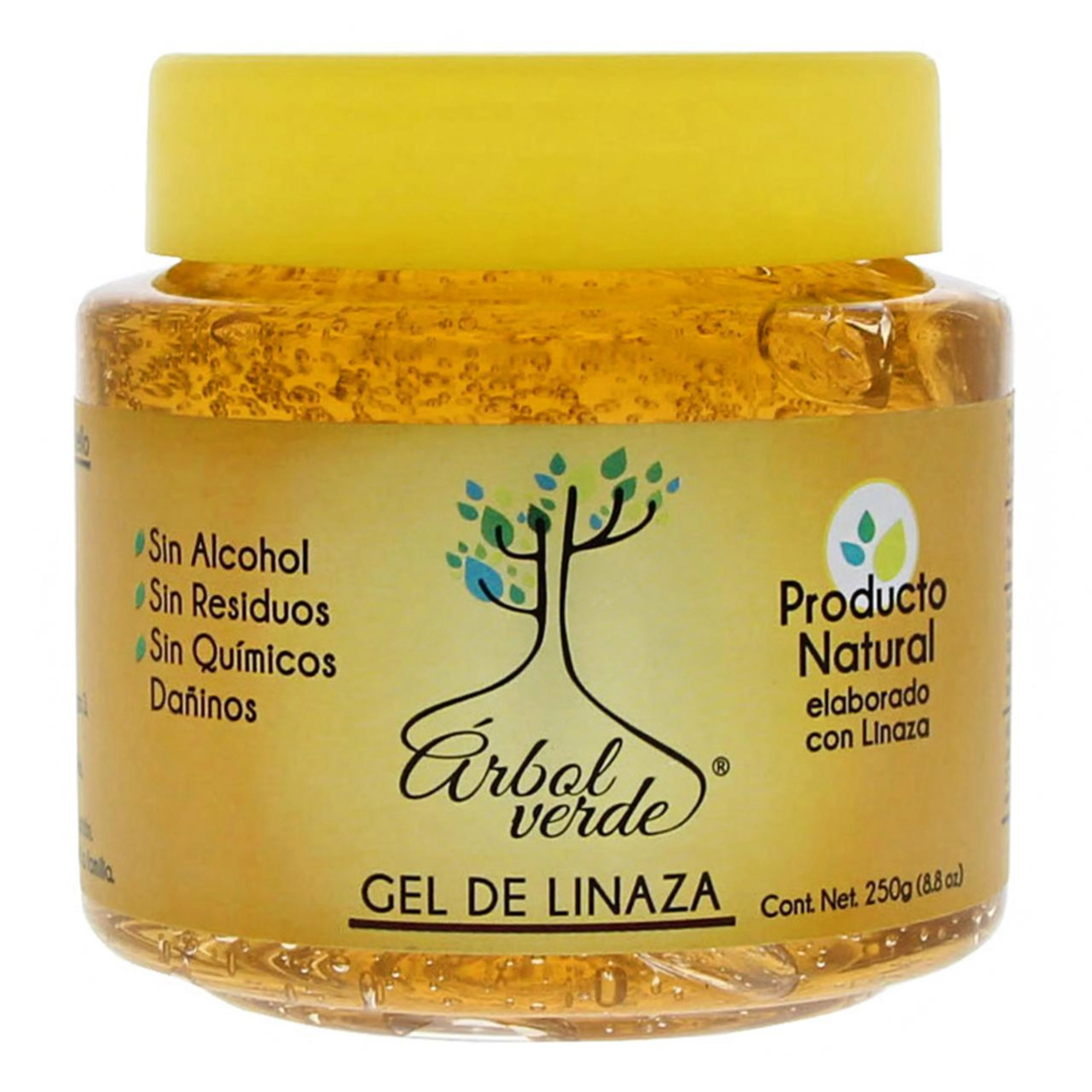 Árbol verde gel fijador para cabello con linaza sin alcohol 250 g tarro