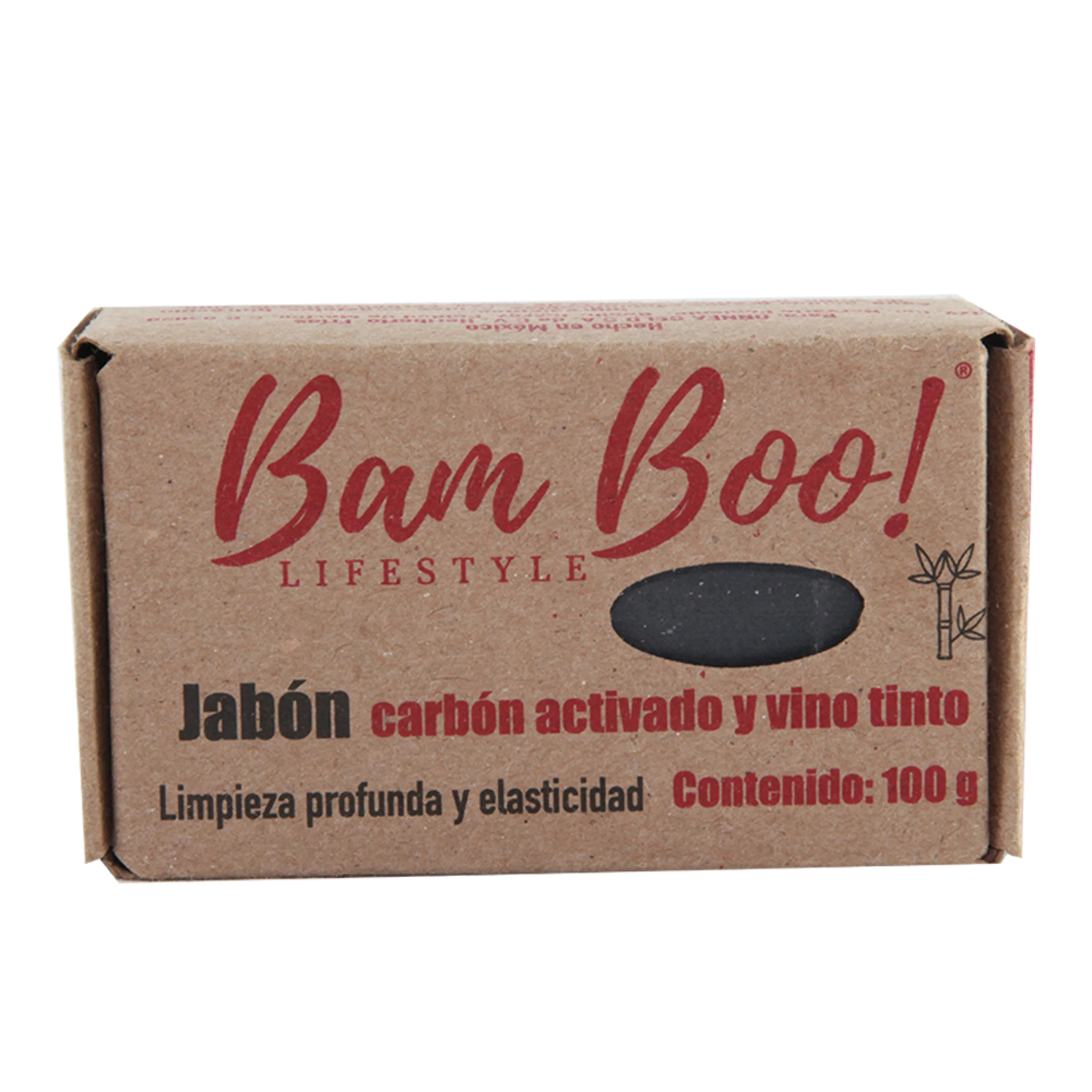 Bam Boo! Lifestyle Jabón Carbón Activado Con Vino Tinto En Barra De 100 G