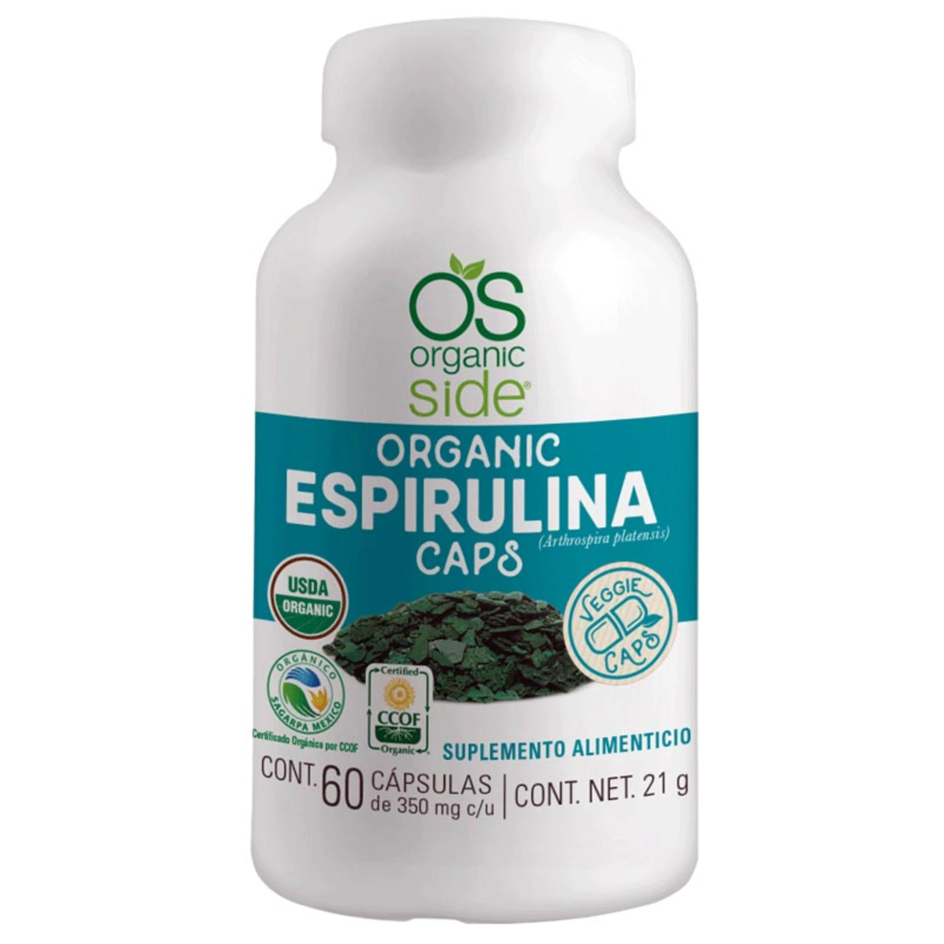 Os organic side espirulina 60 cápsulas bote