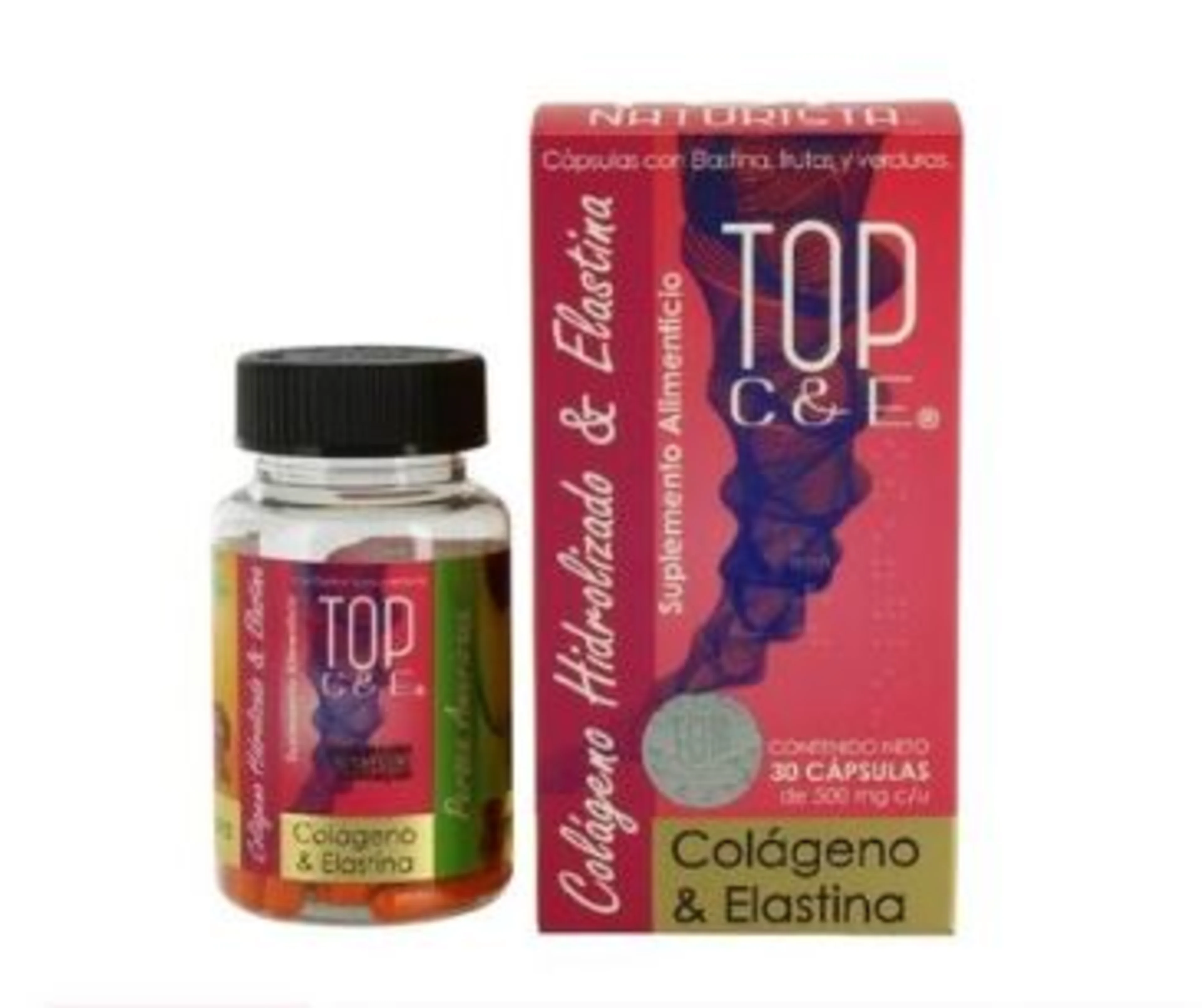 Top naturista c&e persea americana con frutas y verduras 30 piezas frasco 233 mg