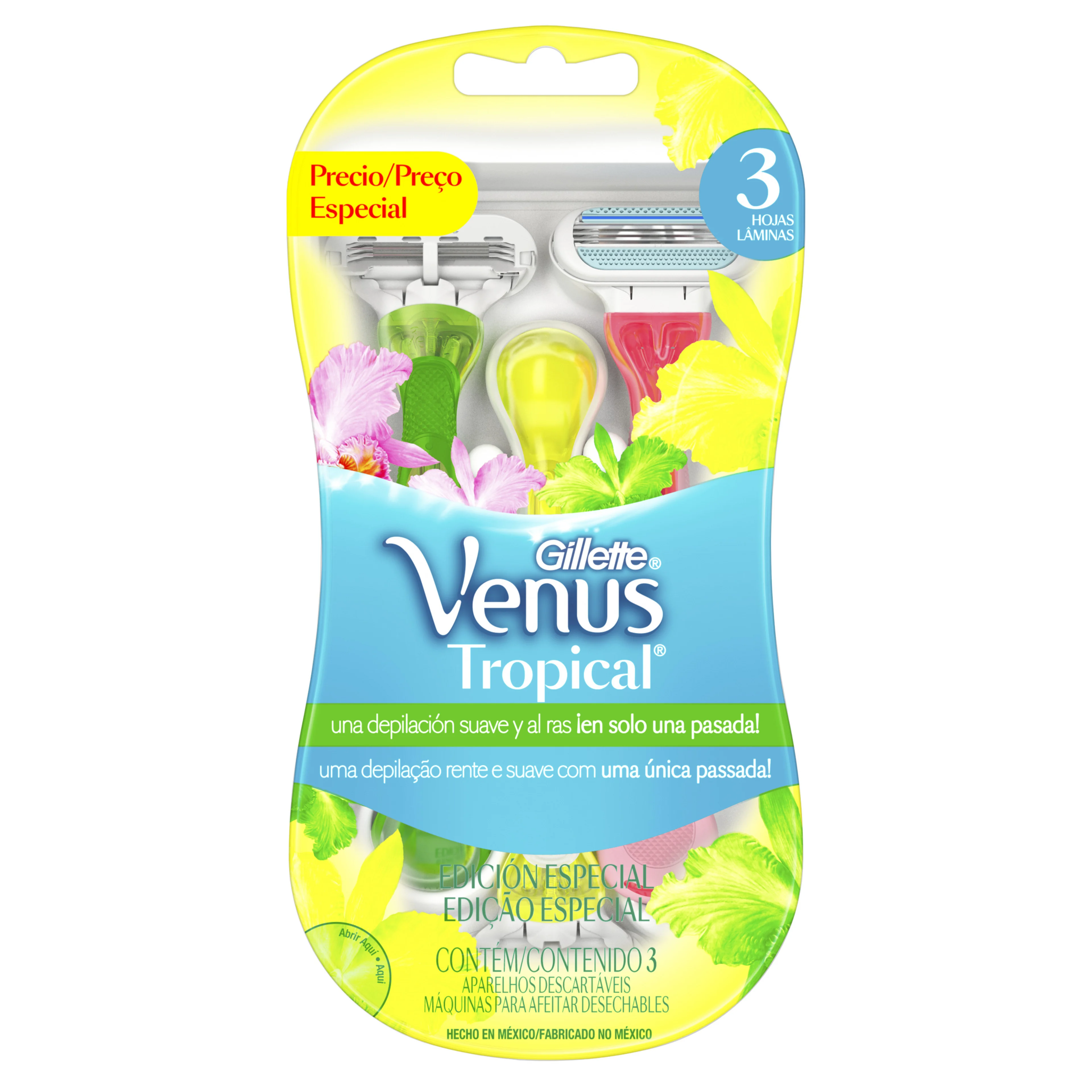 Gillette Venus Tropical Rastrillo Para Afeitar Con 3 Piezas