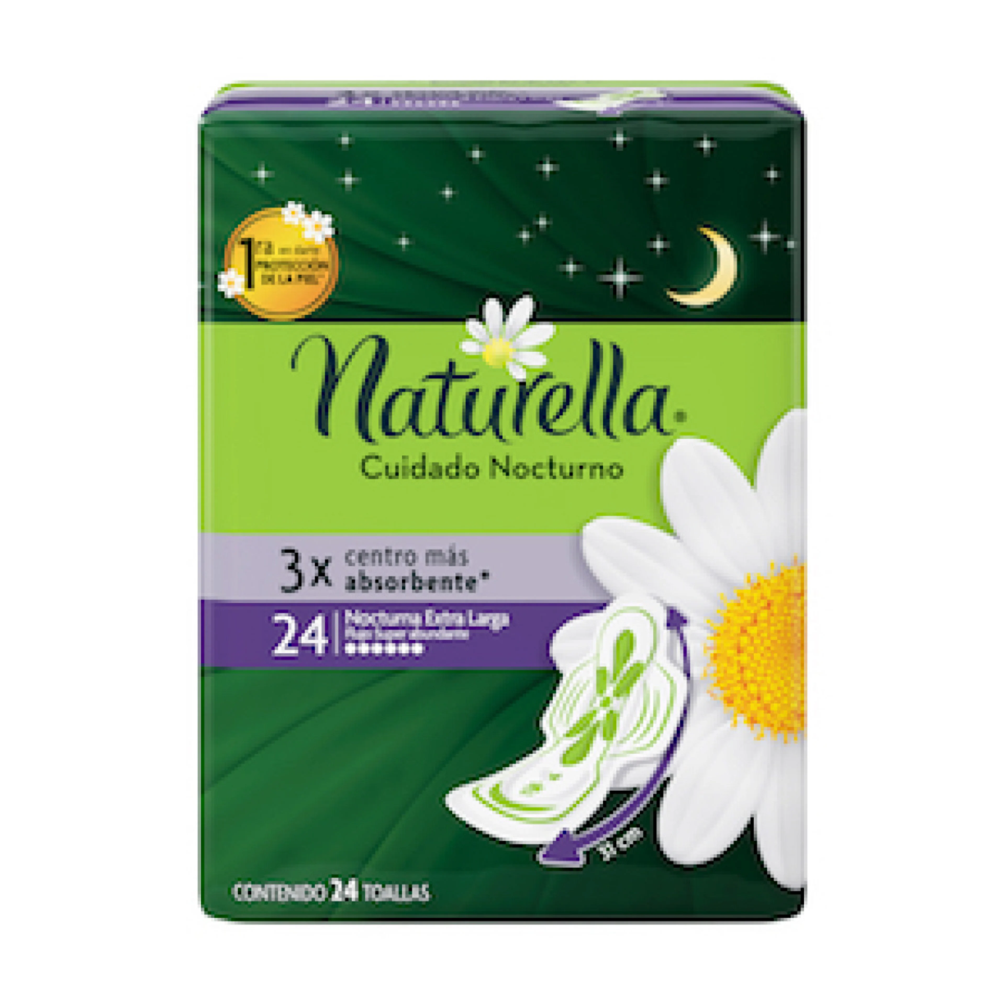 Naturella Cuidado Nocturno Toallas Sanitarias Con Alas 24 Piezas