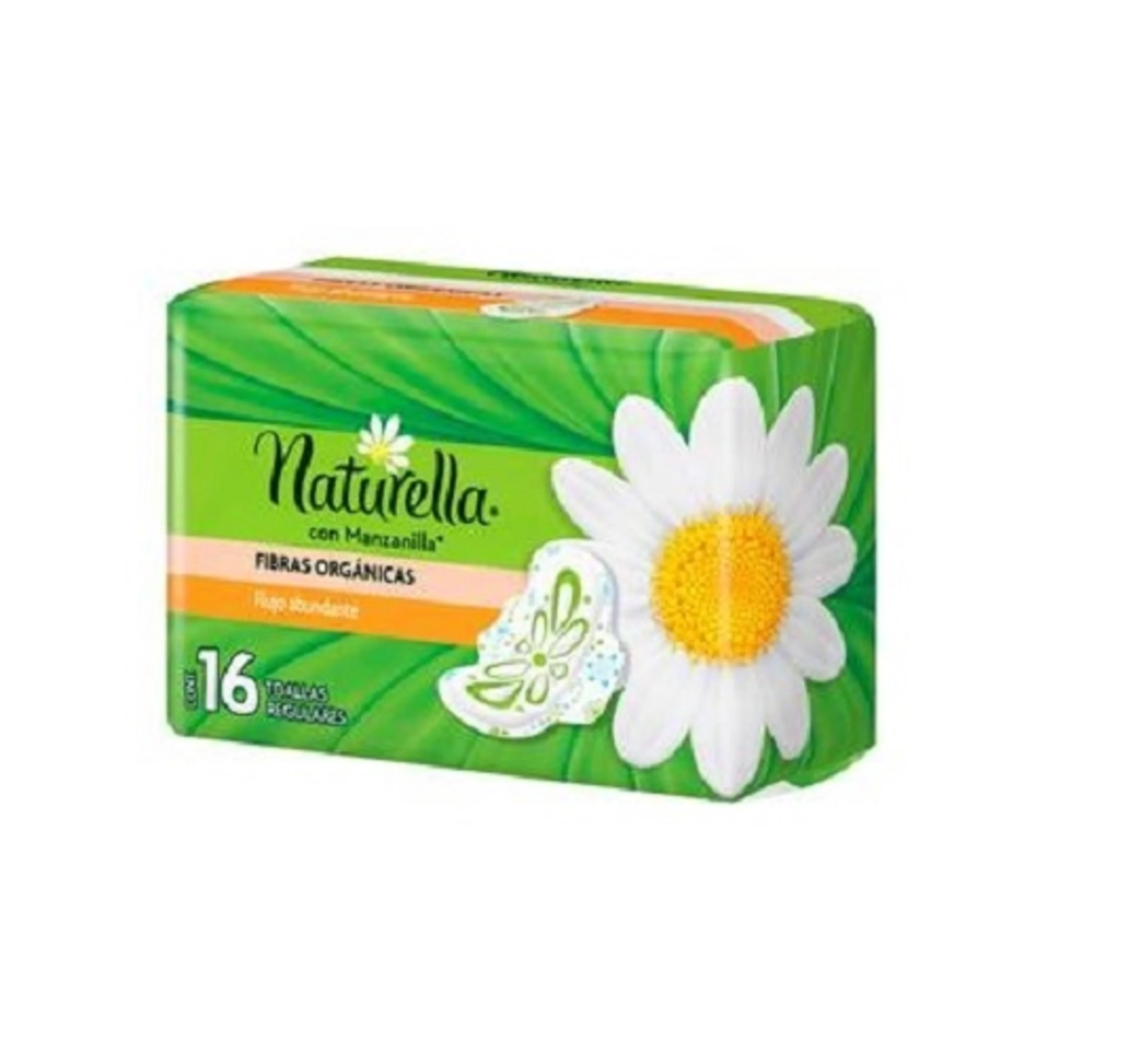 Naturella Con Manzanilla Fibras Orgánicas Toallas Sanitarias Con Alas 16 Piezas