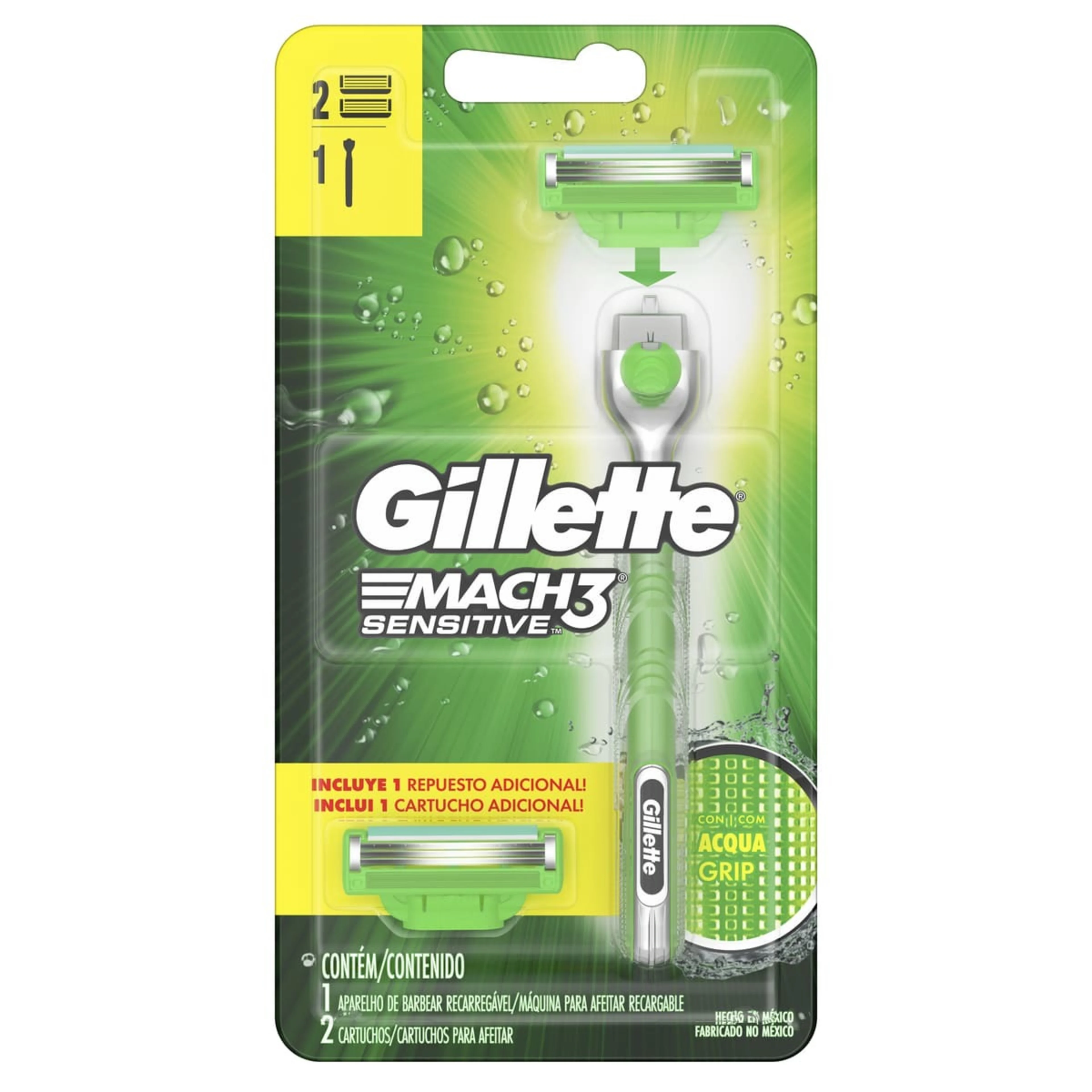 Gillette Mach3 Sensitive Rastrillo De Afeitar Con 2 Cartuchos Para Afeitar