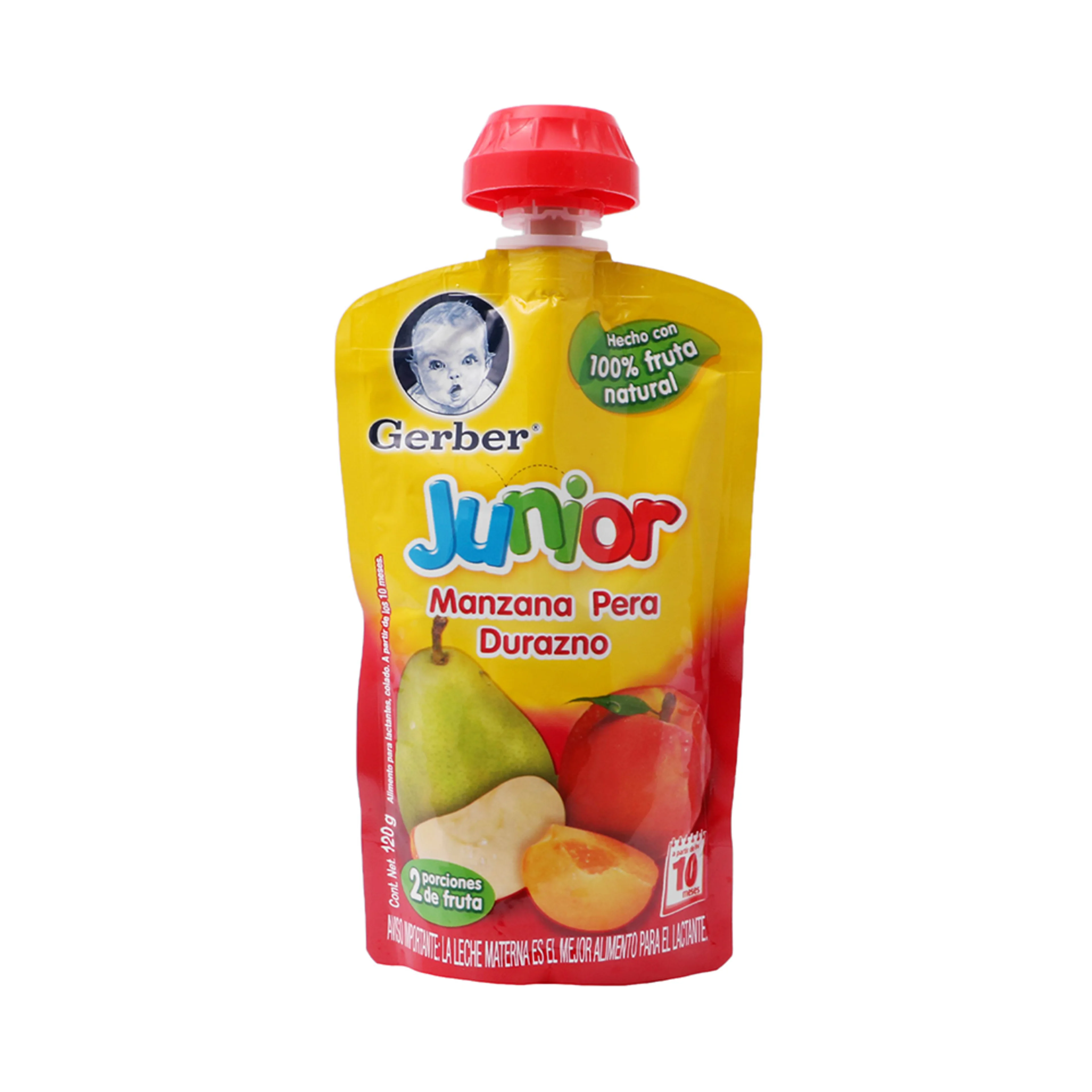 Gerber Junior Papilla Sabor Manzana, Pera Y Durazno Con 120 G